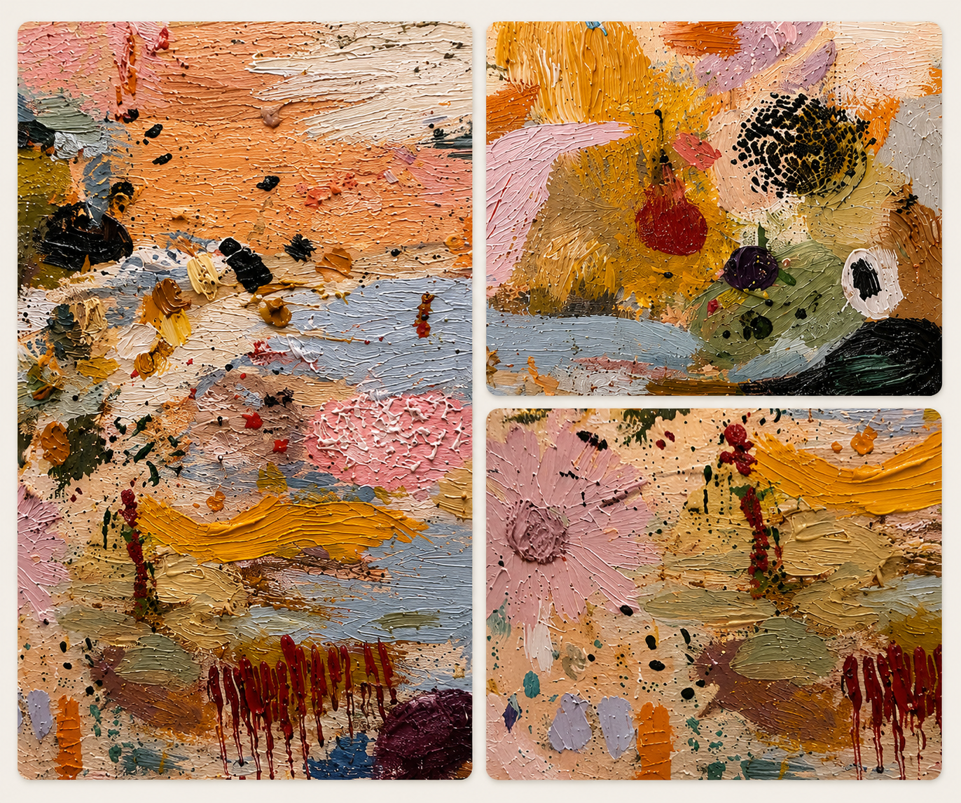 "Pastel Rhapsody" - Colorful Abstract Impasto Landscape | Pink Blue & Ochre Statement Art