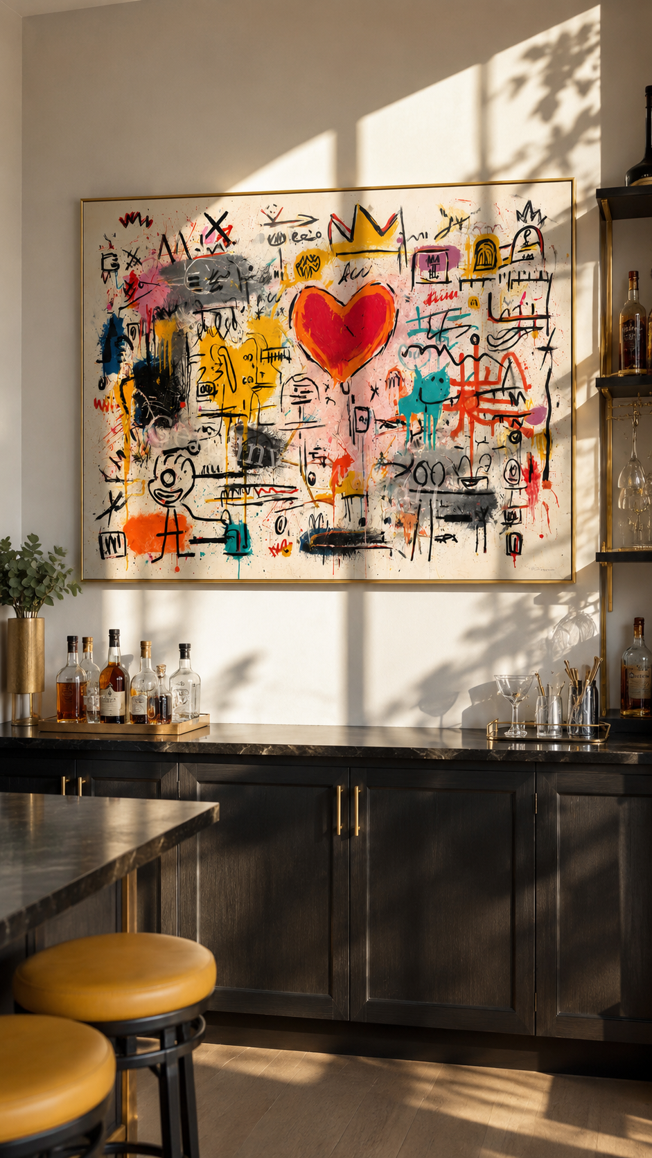 "Signal Heart" - Colorful Graffiti Abstract Painting | Red Heart & Street Art Statement Wall Art