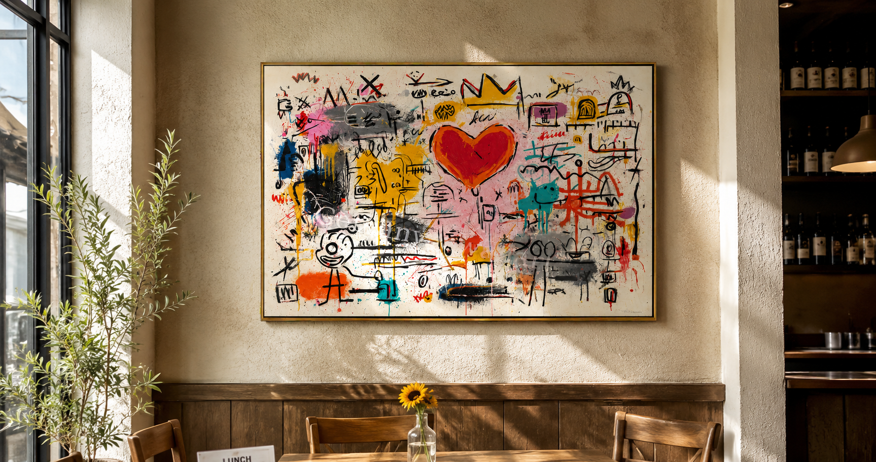 "Signal Heart" - Colorful Graffiti Abstract Painting | Red Heart & Street Art Statement Wall Art