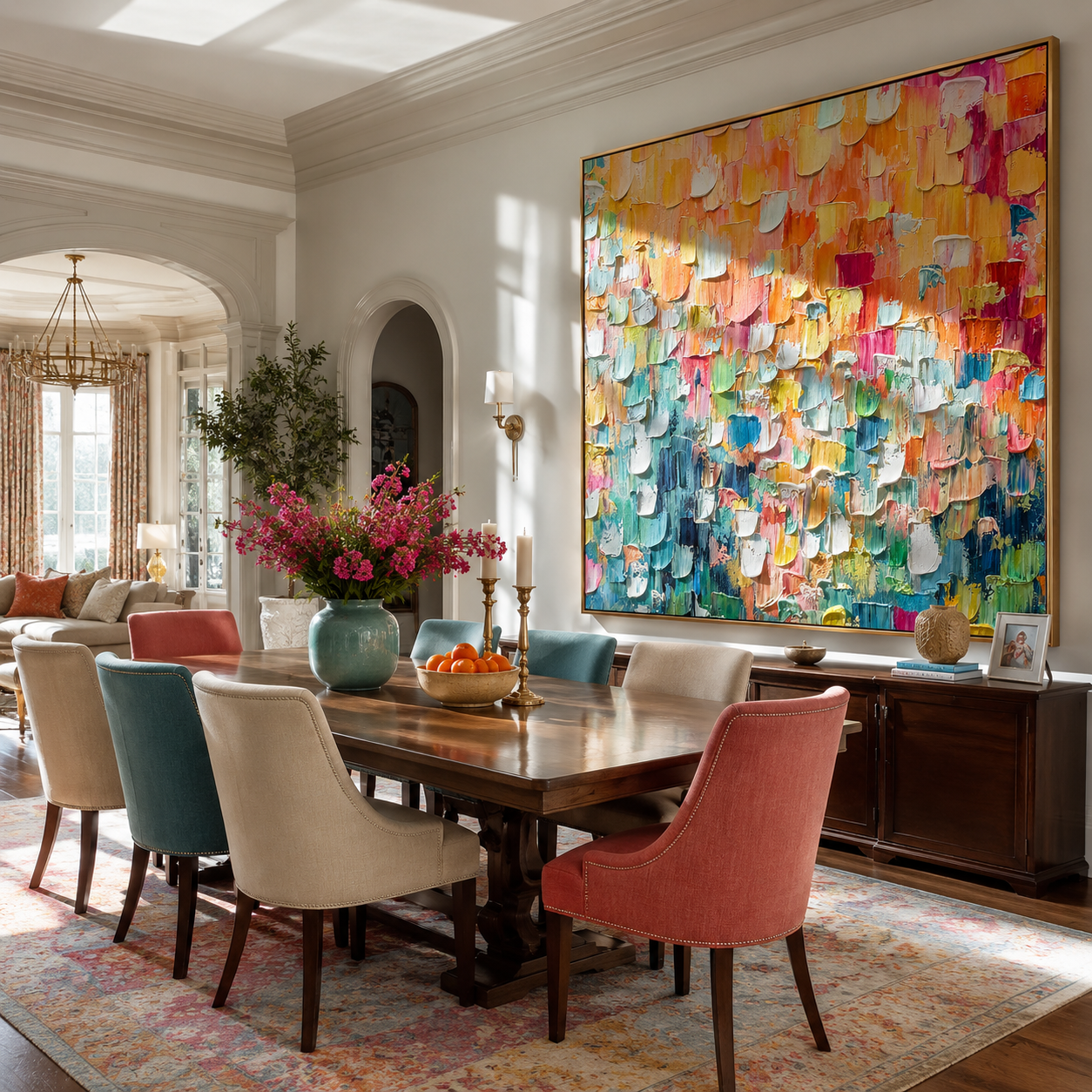"Chromatic Burst" - 3D Heavy Impasto Colorful Mosaic | Rainbow Multicolor Statement Art