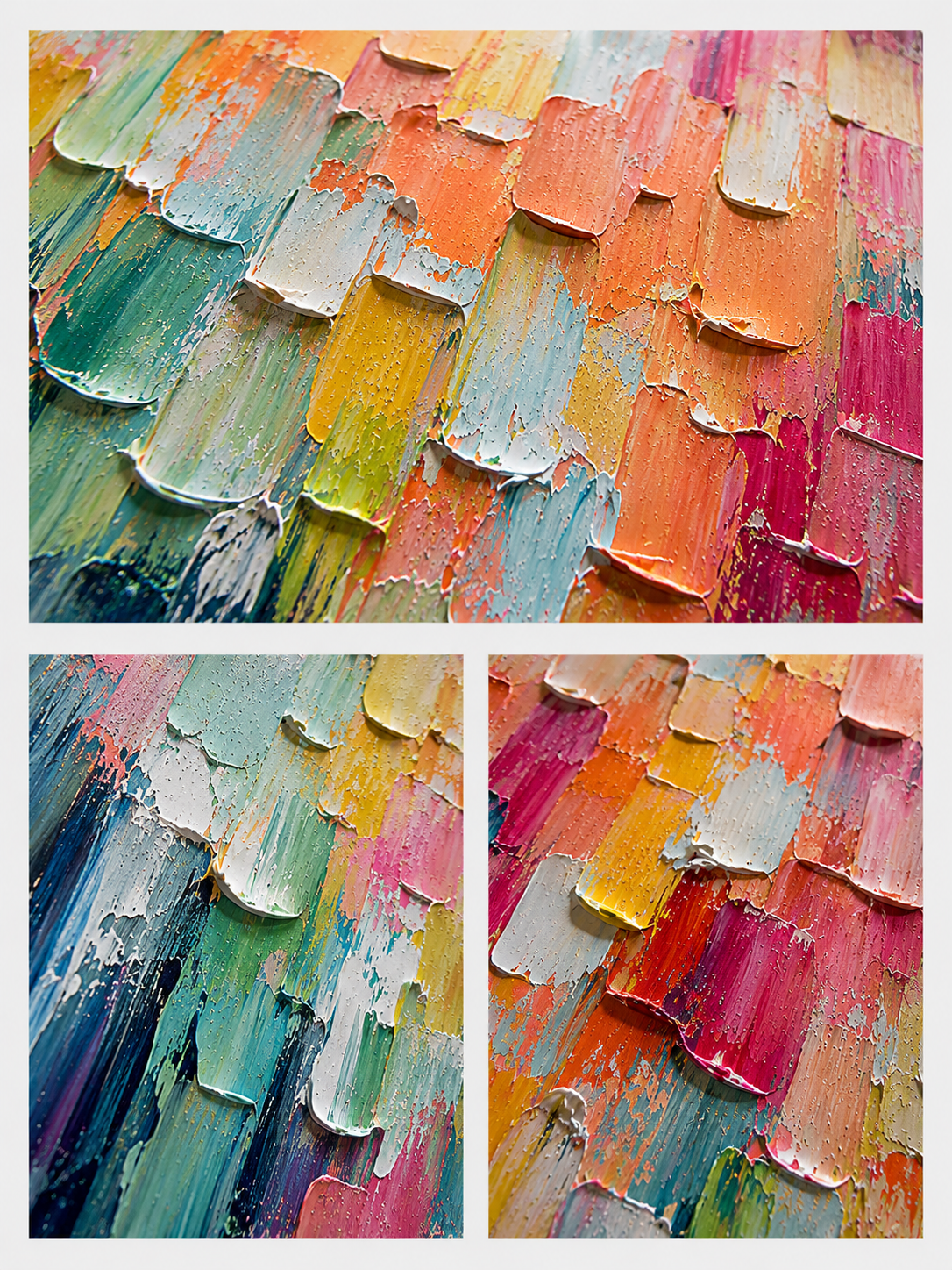 "Chromatic Burst" - 3D Heavy Impasto Colorful Mosaic | Rainbow Multicolor Statement Art