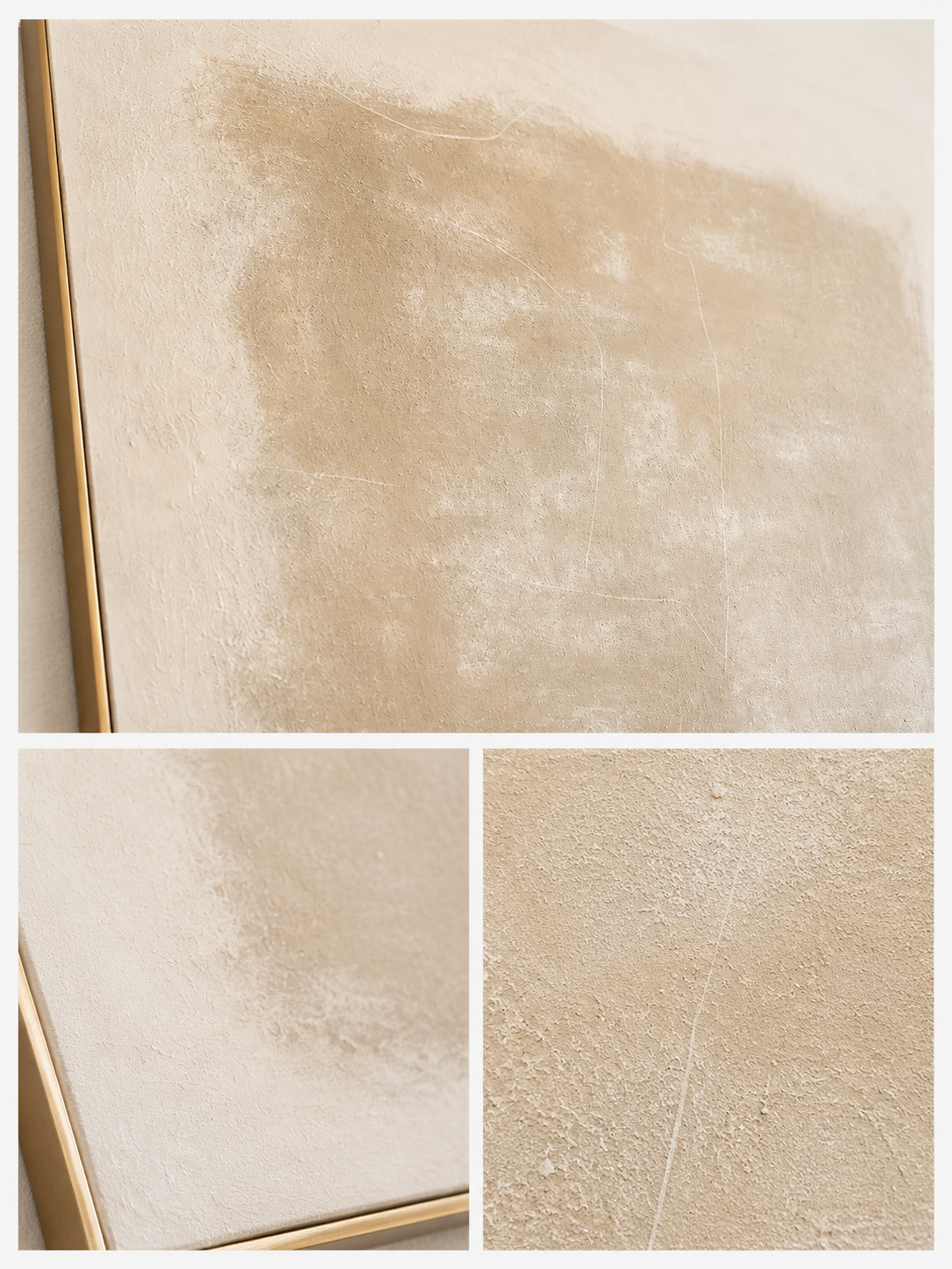 "Sandy Veil" - Minimalist Contemporary Abstract | Warm Sand & Cream Square Statement Art