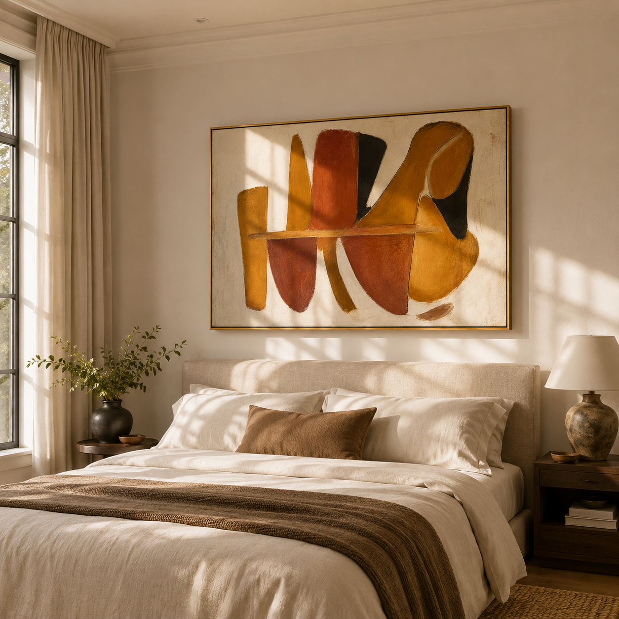 "Terra Forms" - Mid-Century Modern Abstract | Terracotta & Ochre Earth-Tone Statement Art