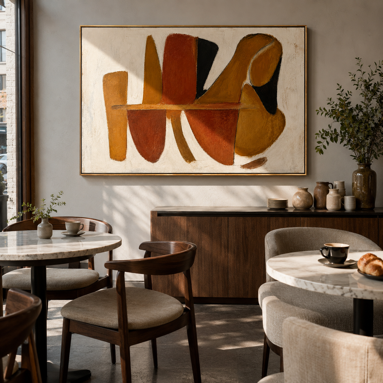 "Terra Forms" - Mid-Century Modern Abstract | Terracotta & Ochre Earth-Tone Statement Art