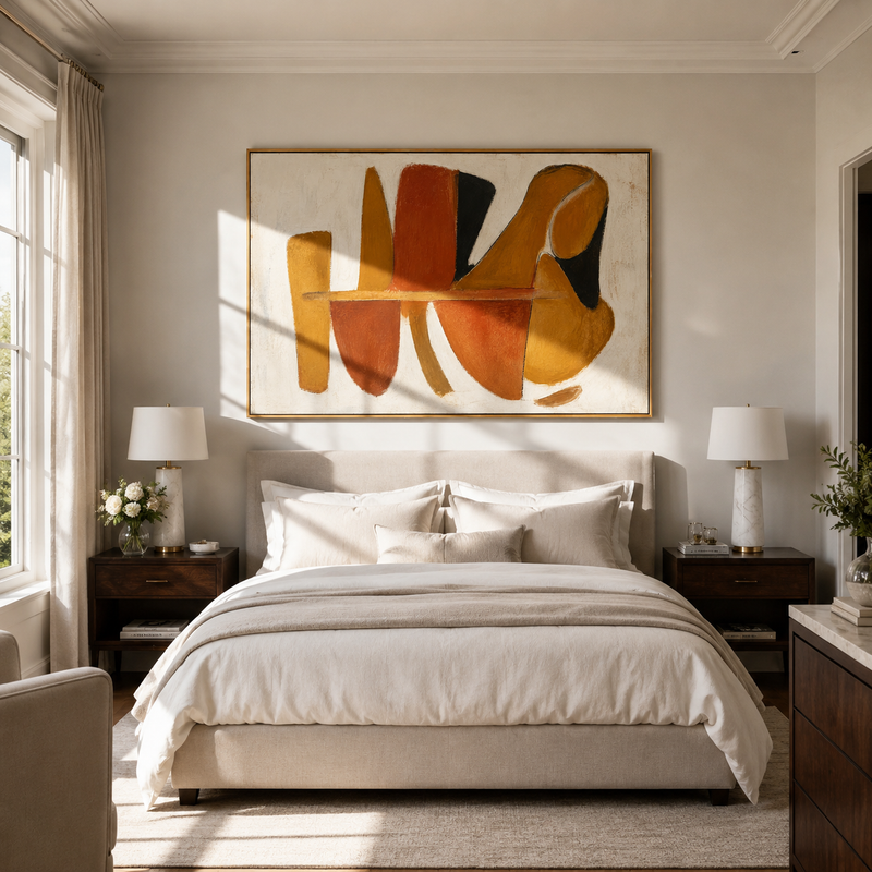 "Terra Forms" - Mid-Century Modern Abstract | Terracotta & Ochre Earth-Tone Statement Art