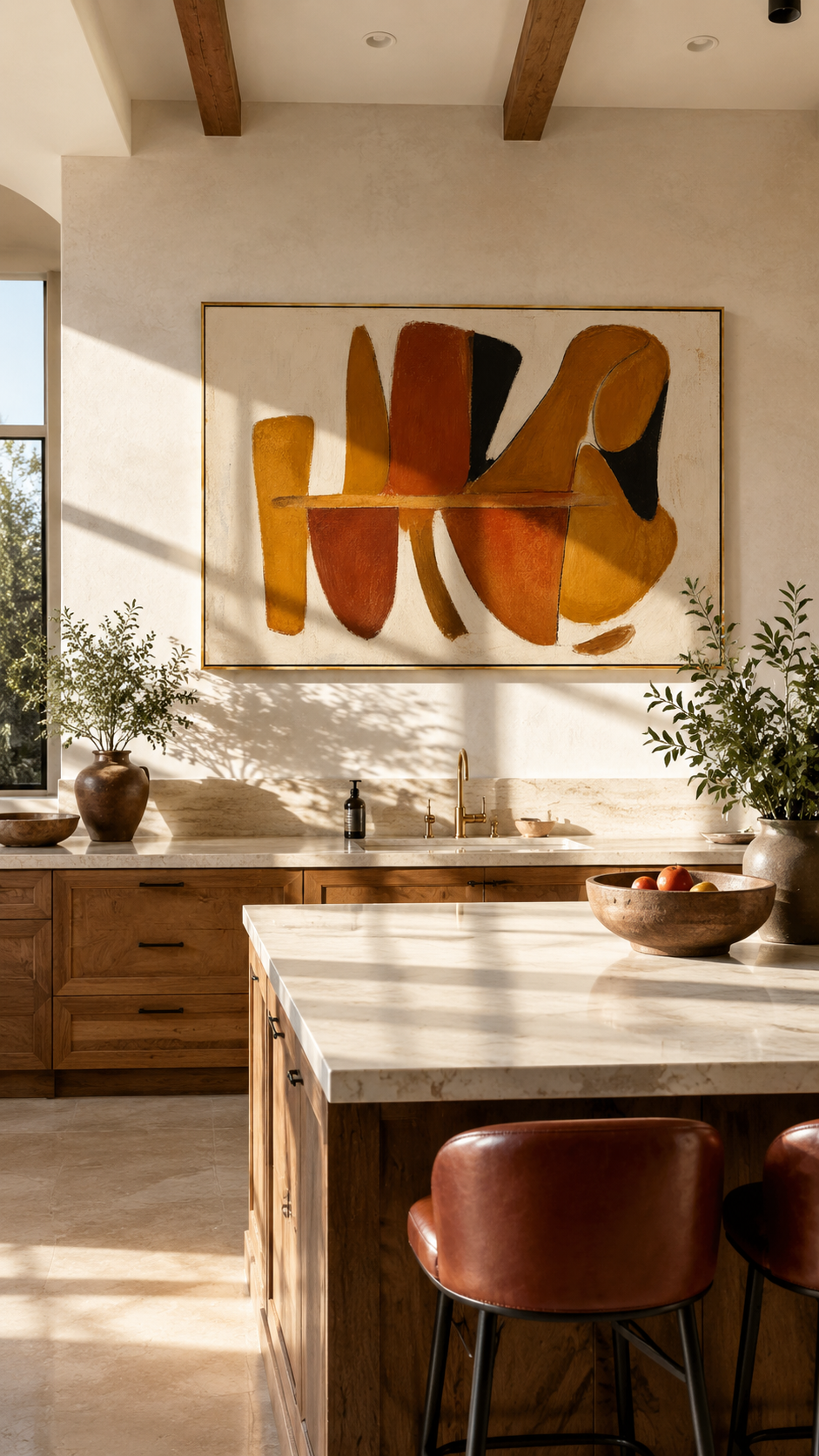 "Terra Forms" - Mid-Century Modern Abstract | Terracotta & Ochre Earth-Tone Statement Art