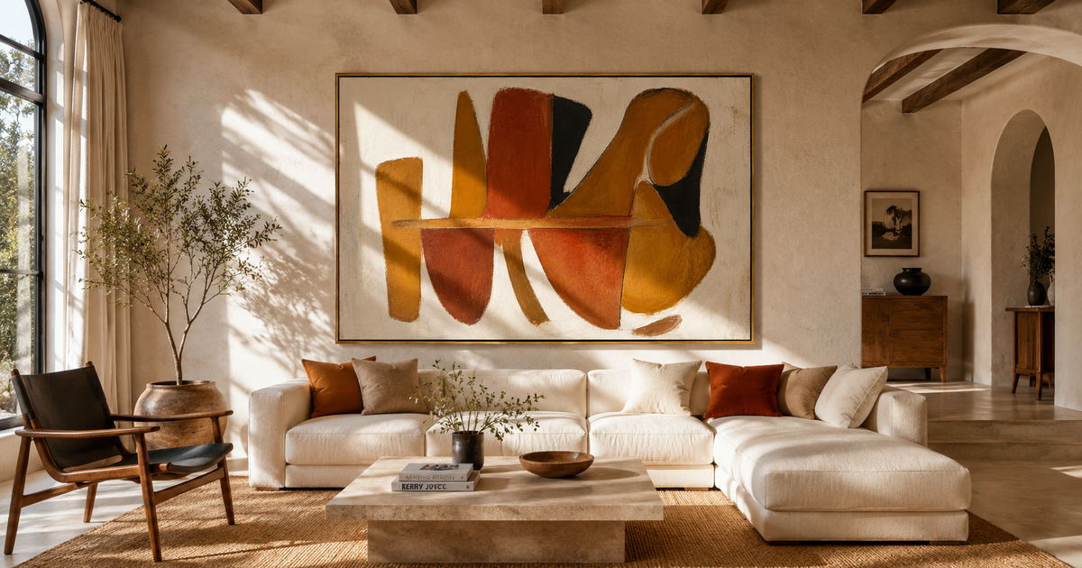 "Terra Forms" - Mid-Century Modern Abstract | Terracotta & Ochre Earth-Tone Statement Art