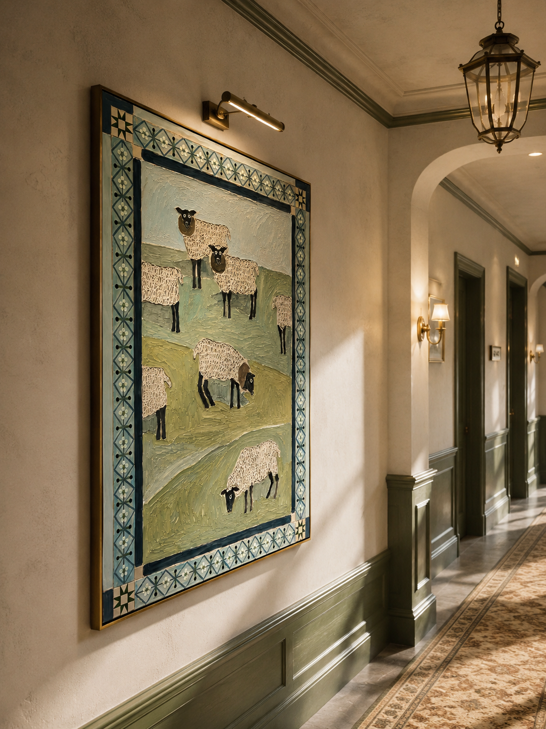 "Ornate Grazing Sheep" – Abstract Figurative Impasto Artwork | Whimsical Farmhouse Wall Decor | Contemporary Vertical Statement Piece #AN 005