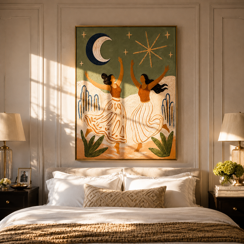 "Starlight Revelry" – Stylized Sculptural Art | 3D Layered Clay & Ivory Canvas | Luxury Vertical Wall Art #PT 025