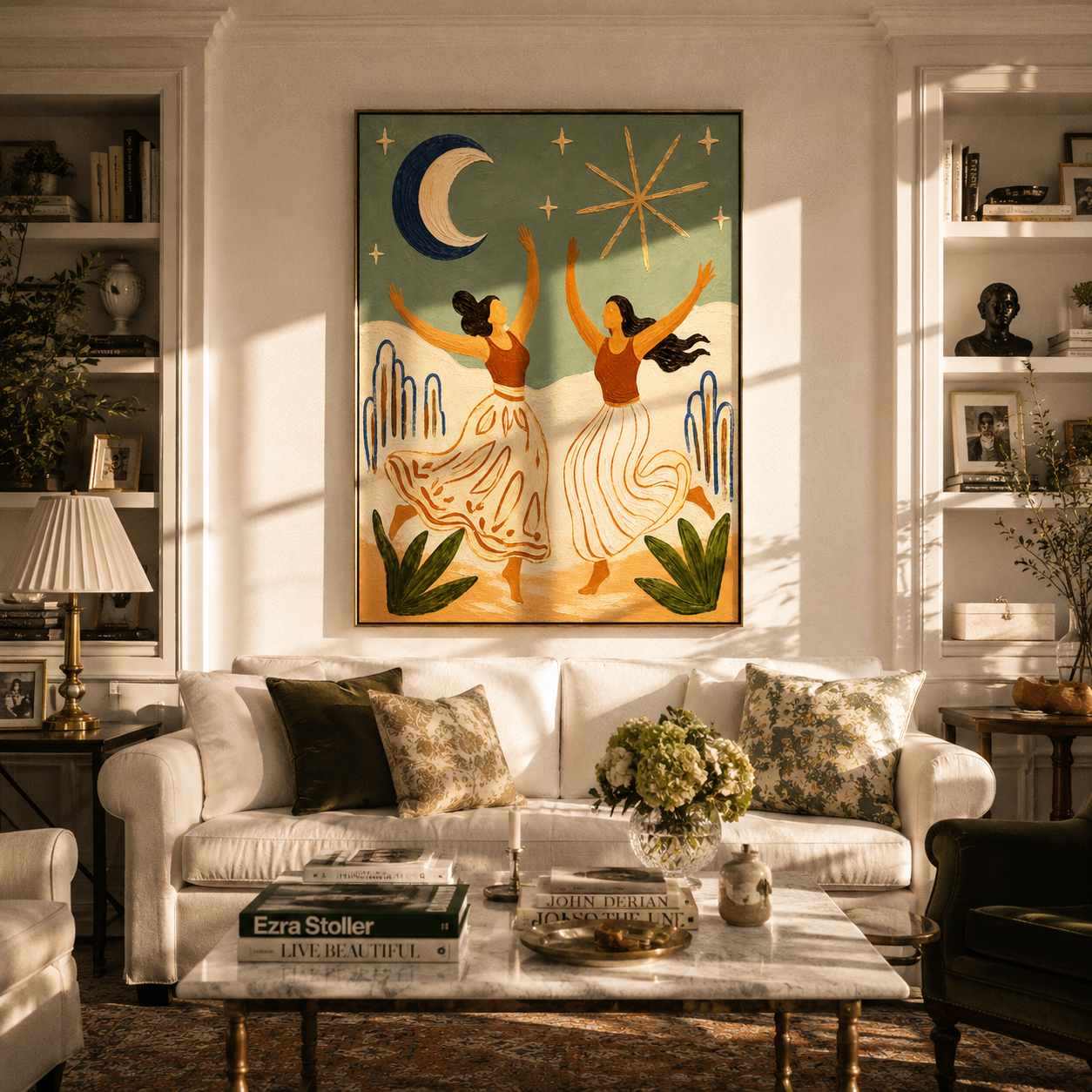 "Starlight Revelry" – Stylized Sculptural Art | 3D Layered Clay & Ivory Canvas | Luxury Vertical Wall Art #PT 025