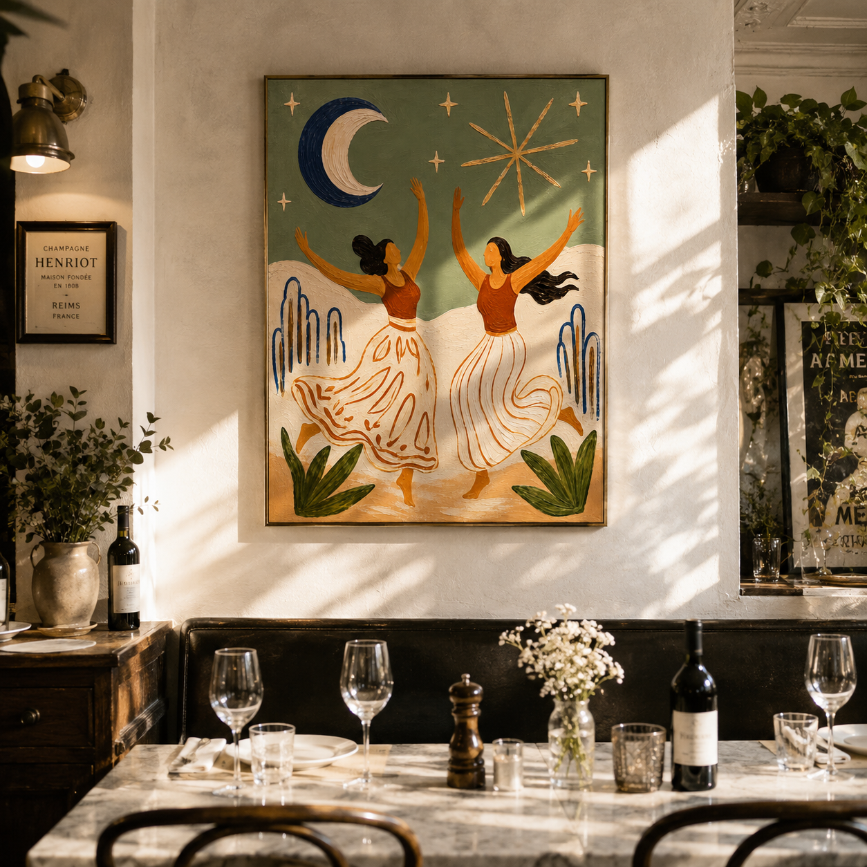 "Starlight Revelry" – Stylized Sculptural Art | 3D Layered Clay & Ivory Canvas | Luxury Vertical Wall Art #PT 025