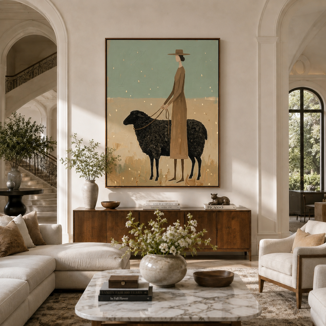 "Pastoral Calm" – Abstract Figurative Impasto Artwork | Serene Farmhouse Wall Decor | Contemporary Vertical Statement Piece #PT 030