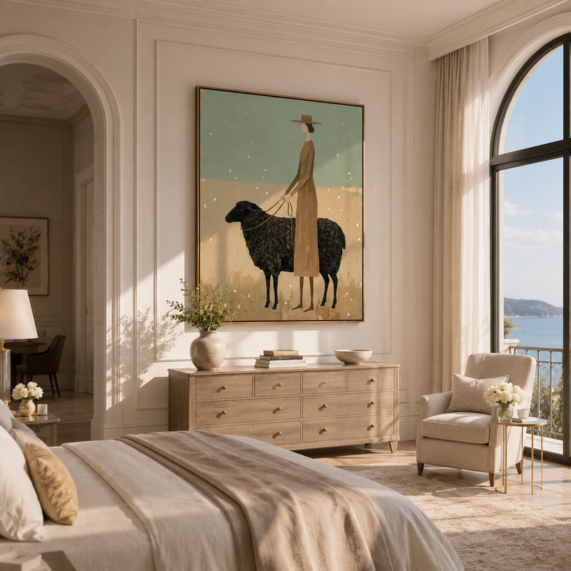 "Pastoral Calm" – Abstract Figurative Impasto Artwork | Serene Farmhouse Wall Decor | Contemporary Vertical Statement Piece #PT 030
