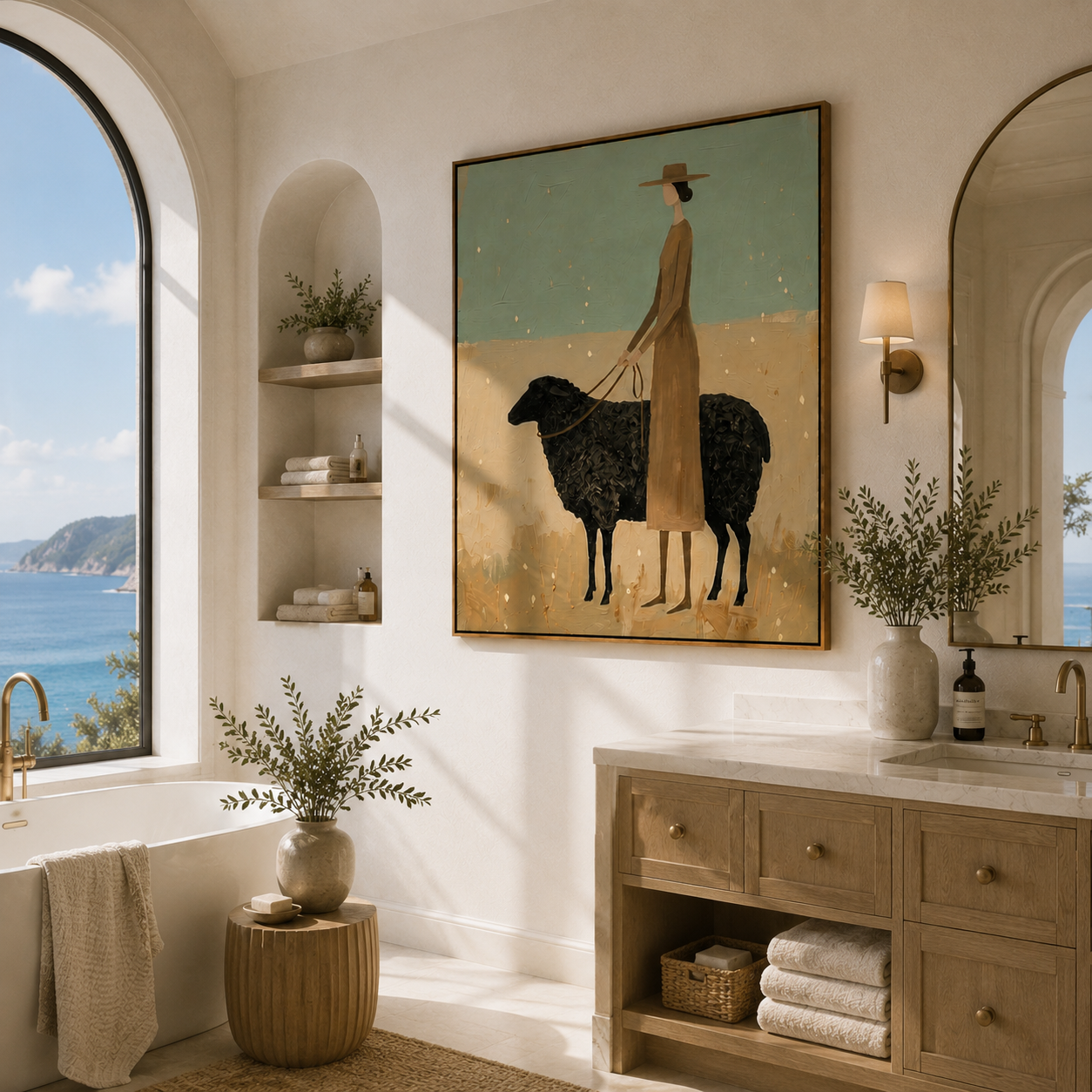 "Pastoral Calm" – Abstract Figurative Impasto Artwork | Serene Farmhouse Wall Decor | Contemporary Vertical Statement Piece #PT 030
