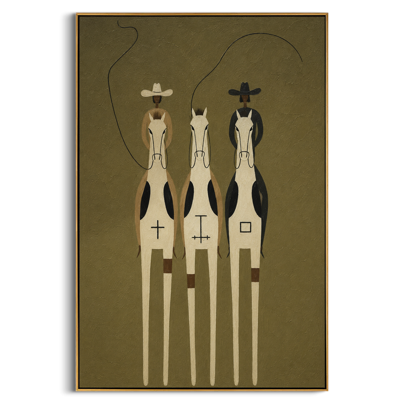 "Frontier Totem Trio" – Abstract Symbolic Impasto Artwork | Bold Equestrian Wall Decor | Contemporary Vertical Statement Piece #AB 013