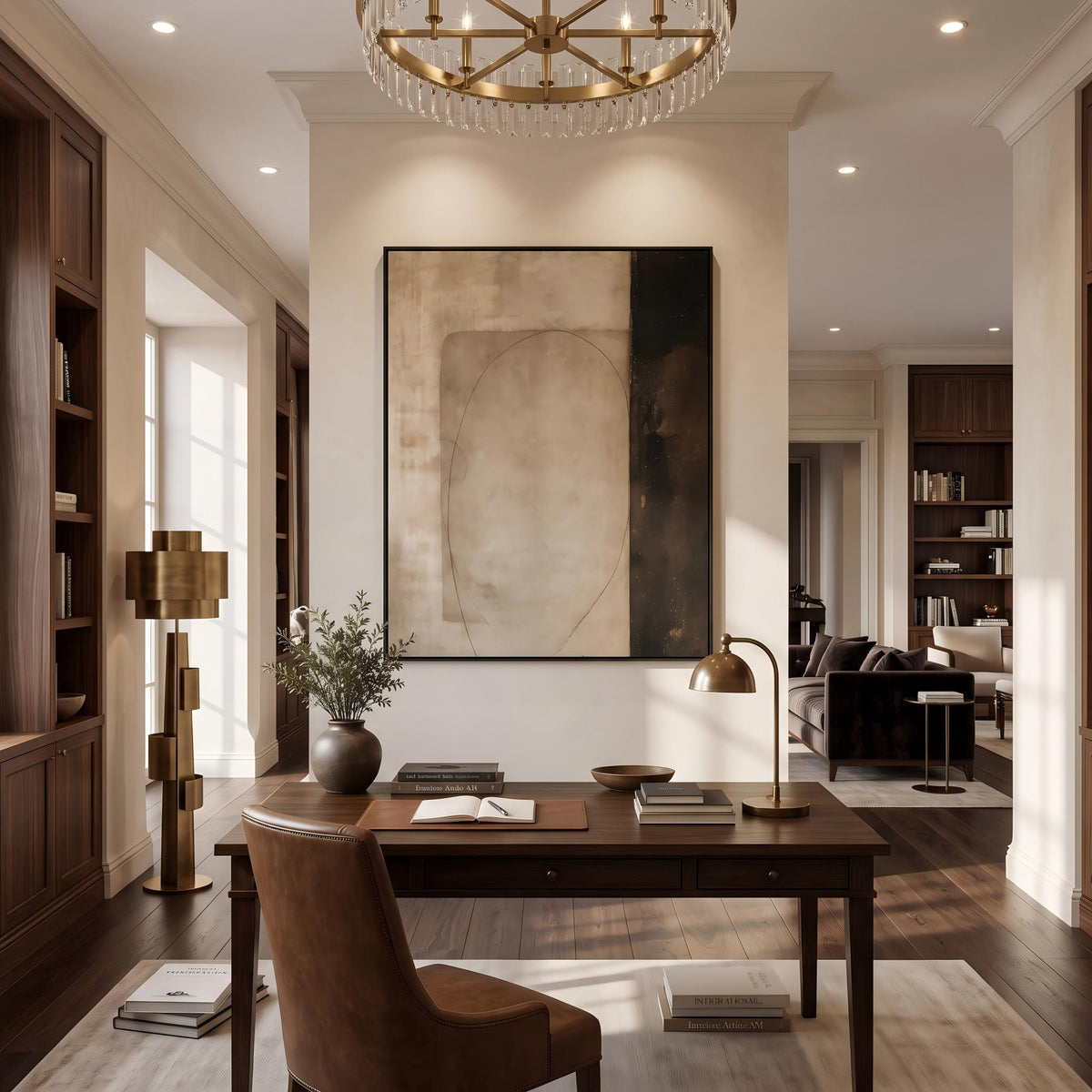 "Earth‑Tone Minimalist Abstract" - Modern Heavy Impasto Abstract Artwork | White Palette Knife Painting | Luxury Vertical Wall Art #YK 1562