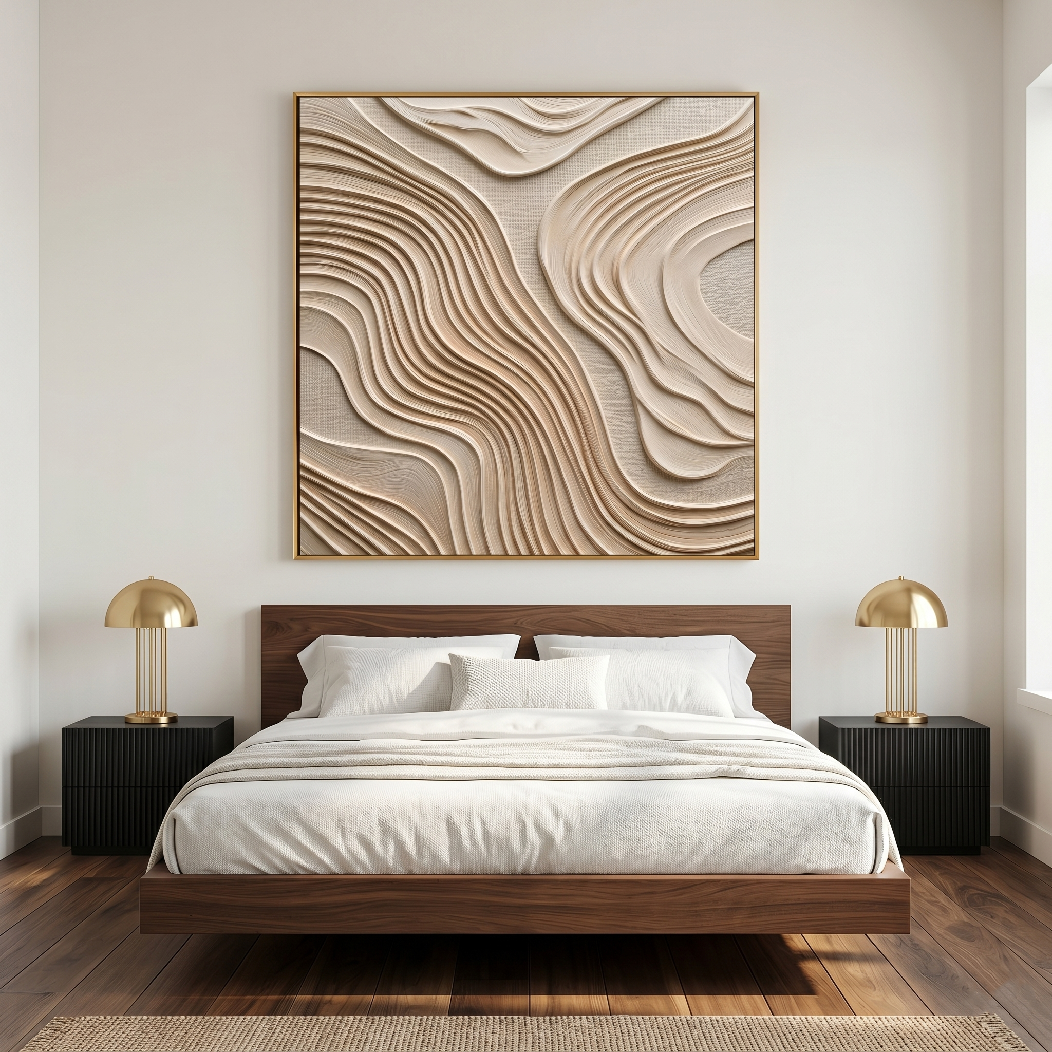 "Serene Strata" – Modern 3D Minimalist Topographic Relief | Sophisticated Japandi Statement Art