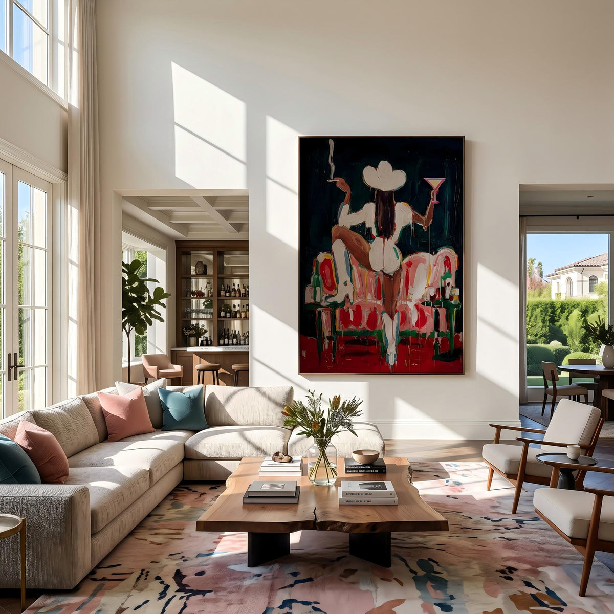 "Midnight Western Woman" - Modern Heavy Impasto Western Animal Artwork | Black & White Palette Knife Painting | Luxury Vertical Wall Art #YK 1577