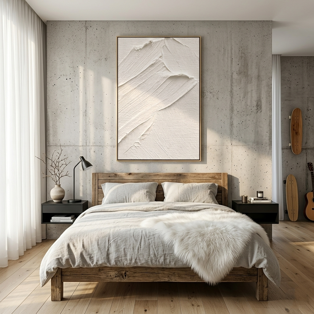 "Flowing Crescents" – Modern 3D Minimalist Standoff Cream Relief | Sophisticated Japandi Statement Art