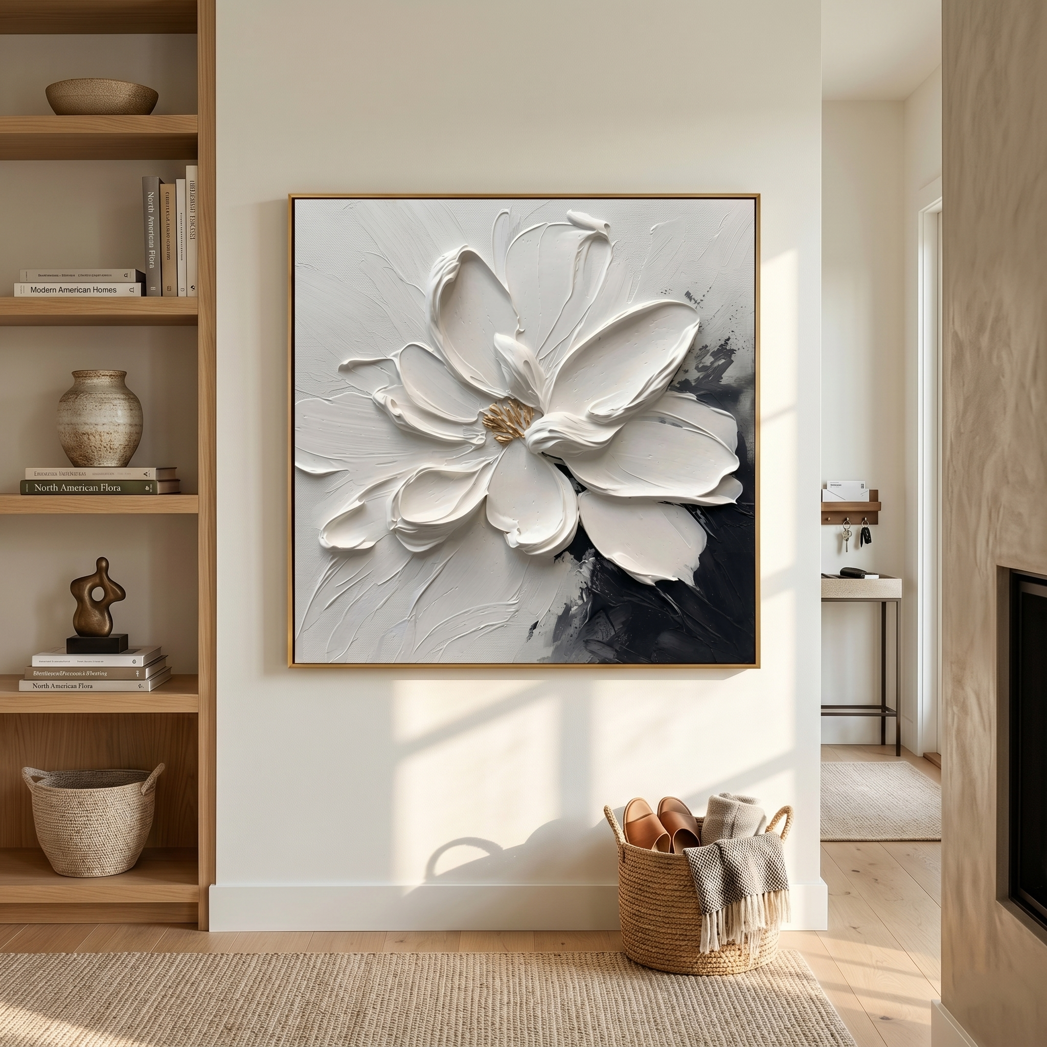 "Grounded Rhythm" – Textured Abstract Totem Column Canvas Art | Modern Entrance Statement Piece