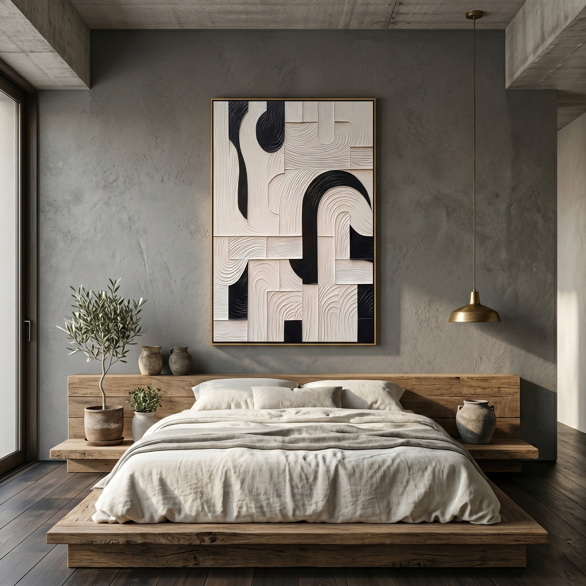 "Architectural Pulse" – Modern 3D Geometric Relief | Bold Monochrome Statement Art