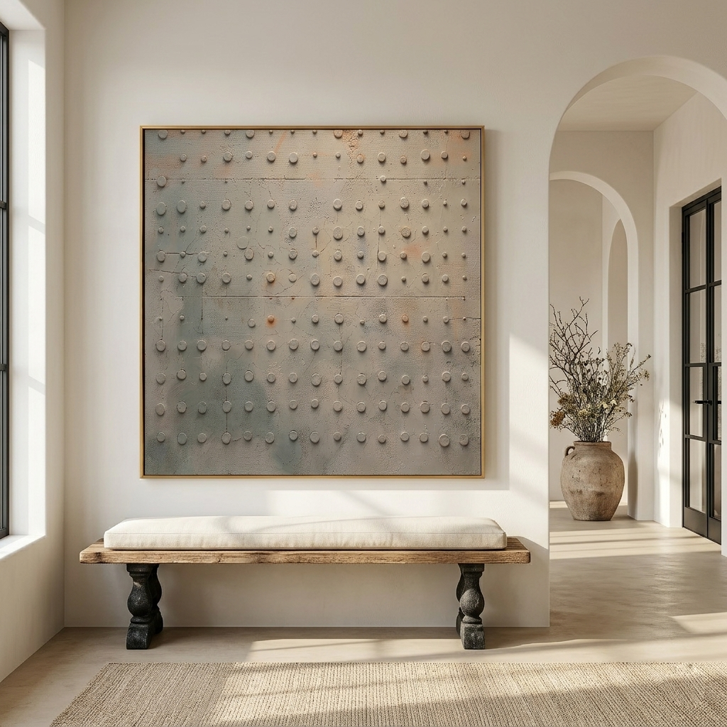 "Industrial Echo" – Minimalist 3D Relief Grid Art | Sophisticated Architectural Wall Decor