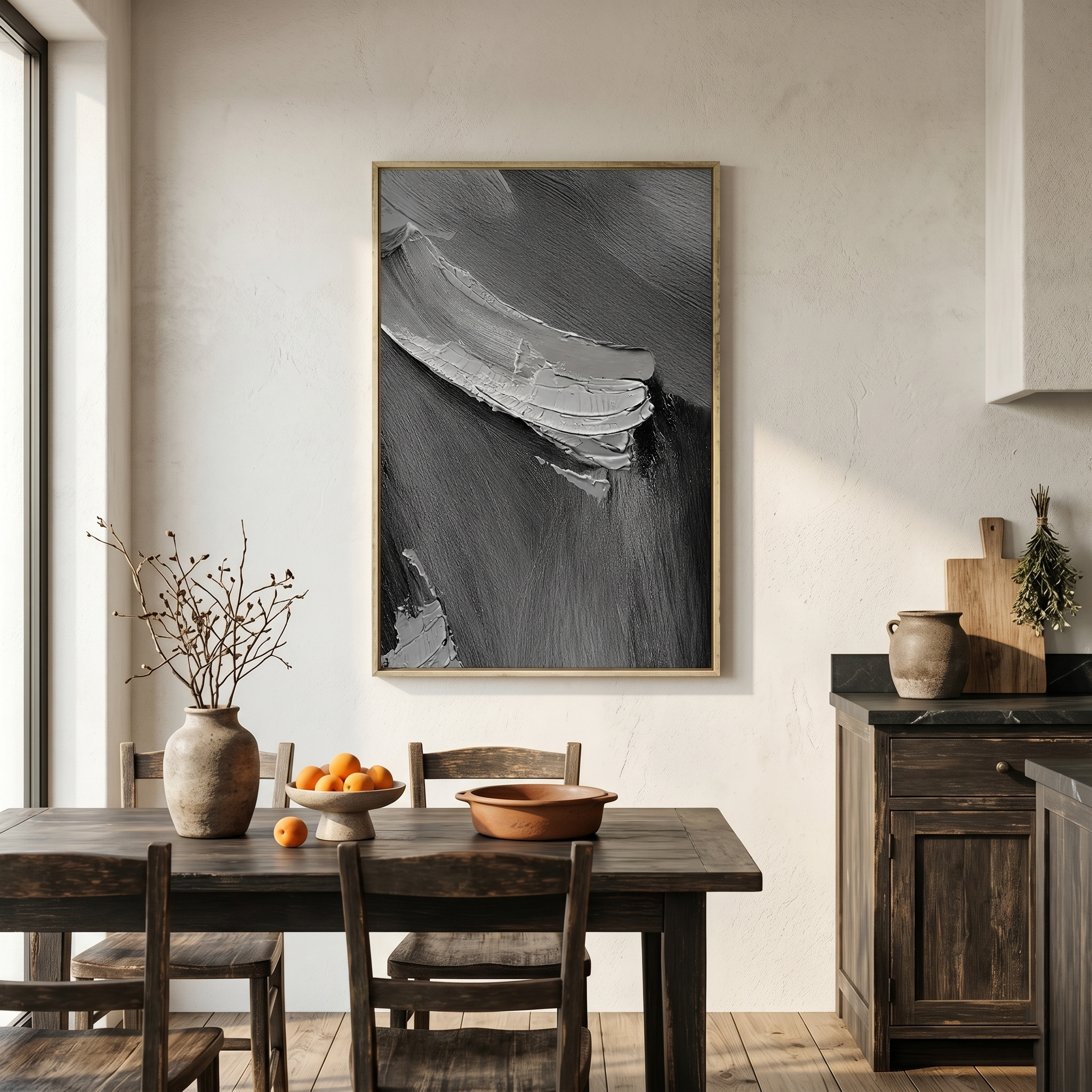 "Charcoal Surge" – Extreme 3D Brutalist Heavy Impasto | Modern Noir Statement Art