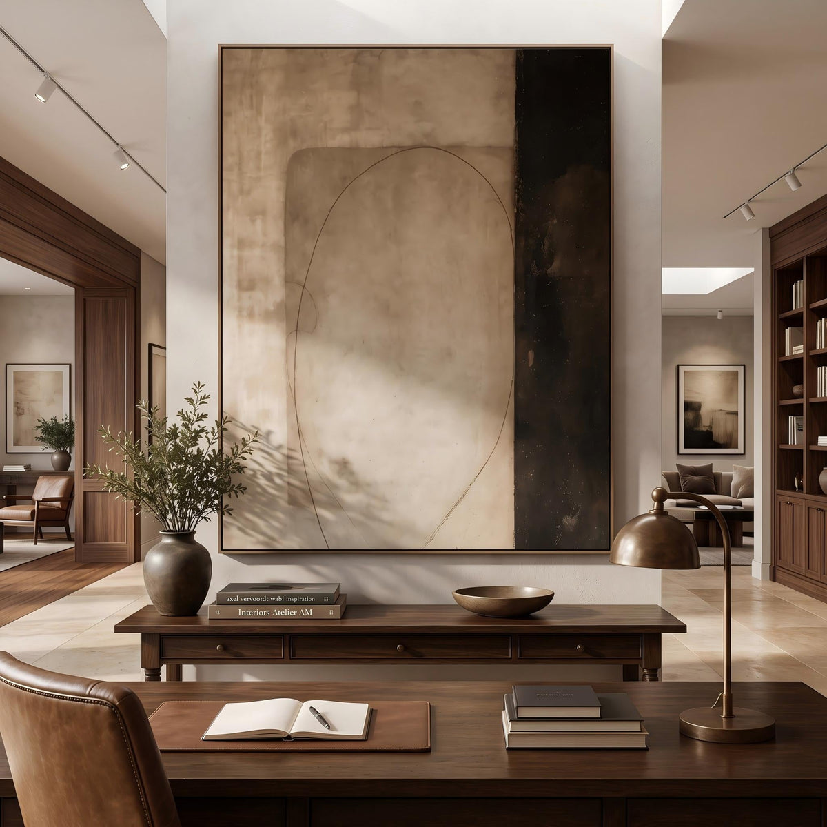 "Earth‑Tone Minimalist Abstract" - Modern Heavy Impasto Abstract Artwork | White Palette Knife Painting | Luxury Vertical Wall Art #YK 1562