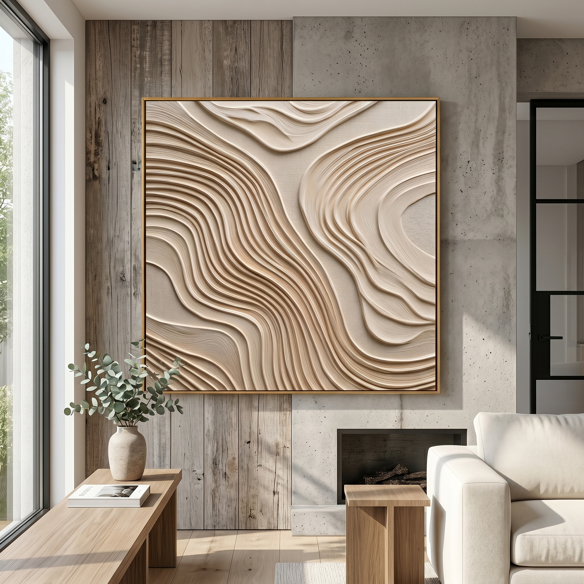 "Serene Strata" – Modern 3D Minimalist Topographic Relief | Sophisticated Japandi Statement Art