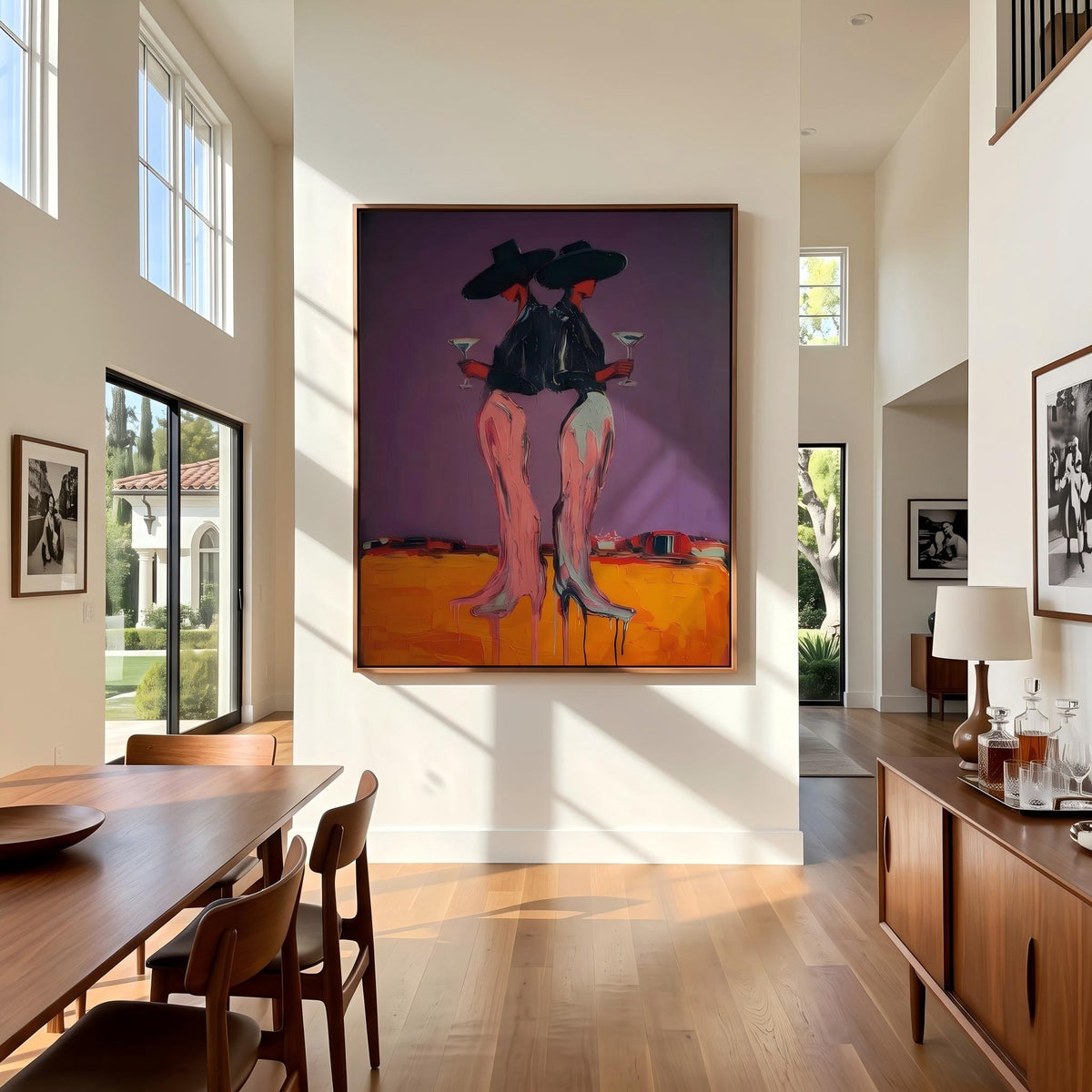"Desert Cowgirl" - Modern Heavy Impasto Western Animal Artwork | Orange Palette Knife Painting | Luxury Vertical Wall Art #YK 1572