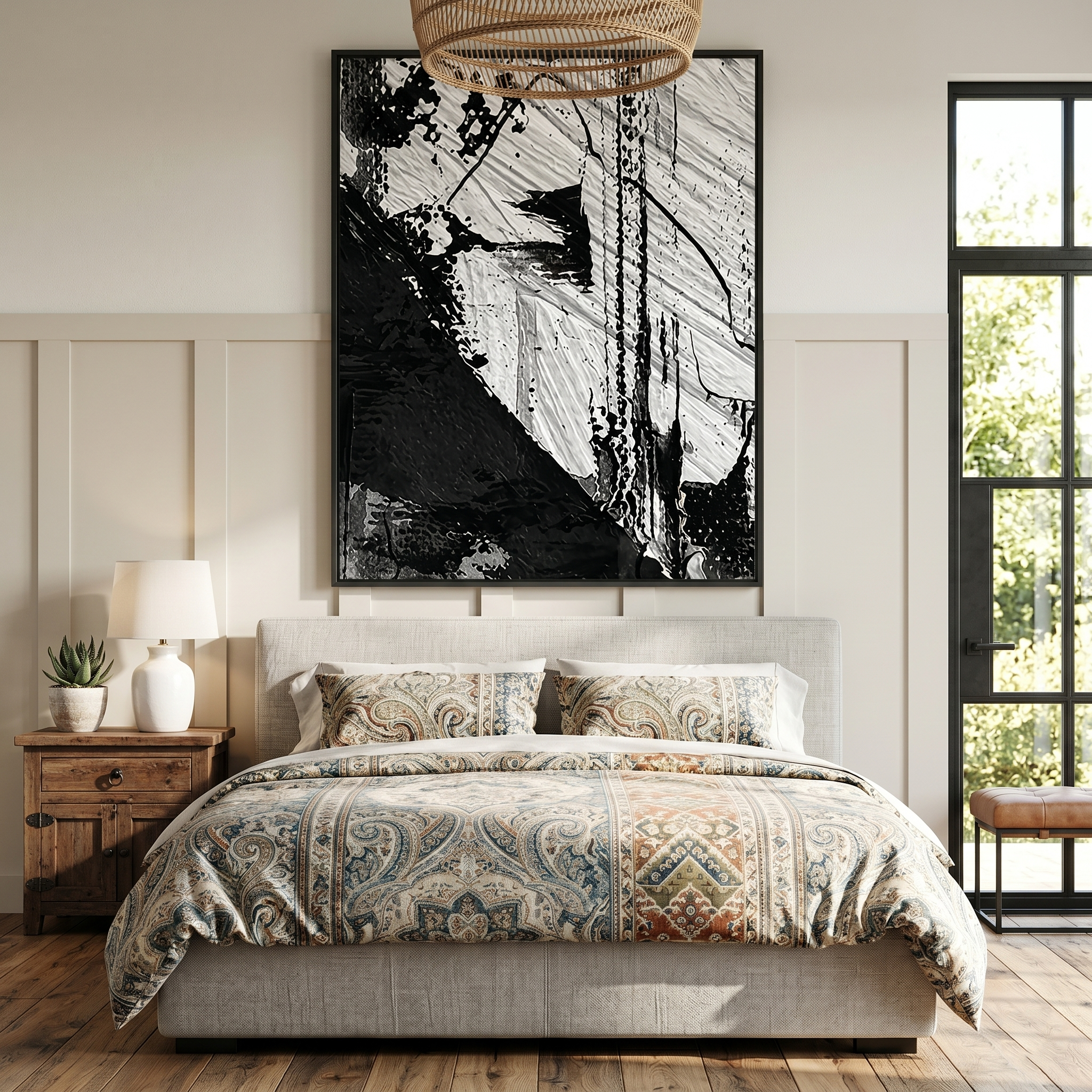 "Noir Tectonics" – Dynamic 3D Heavy Impasto Monochrome Abstract | Modern Industrial Statement Art