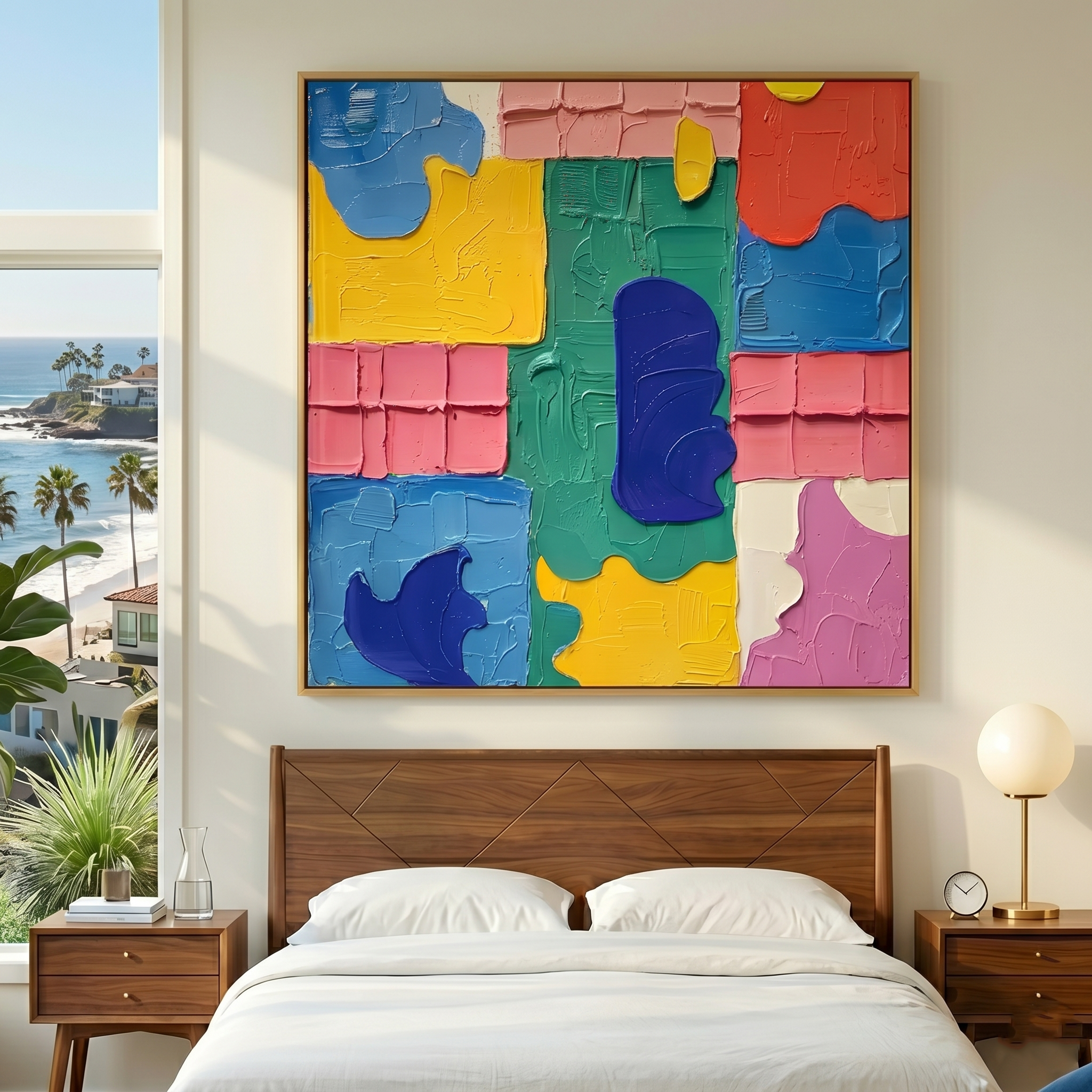 "Tactile Joy" – Geometric Pop Art Heavy Impasto Canvas Art | Contemporary Studio Wall Decor