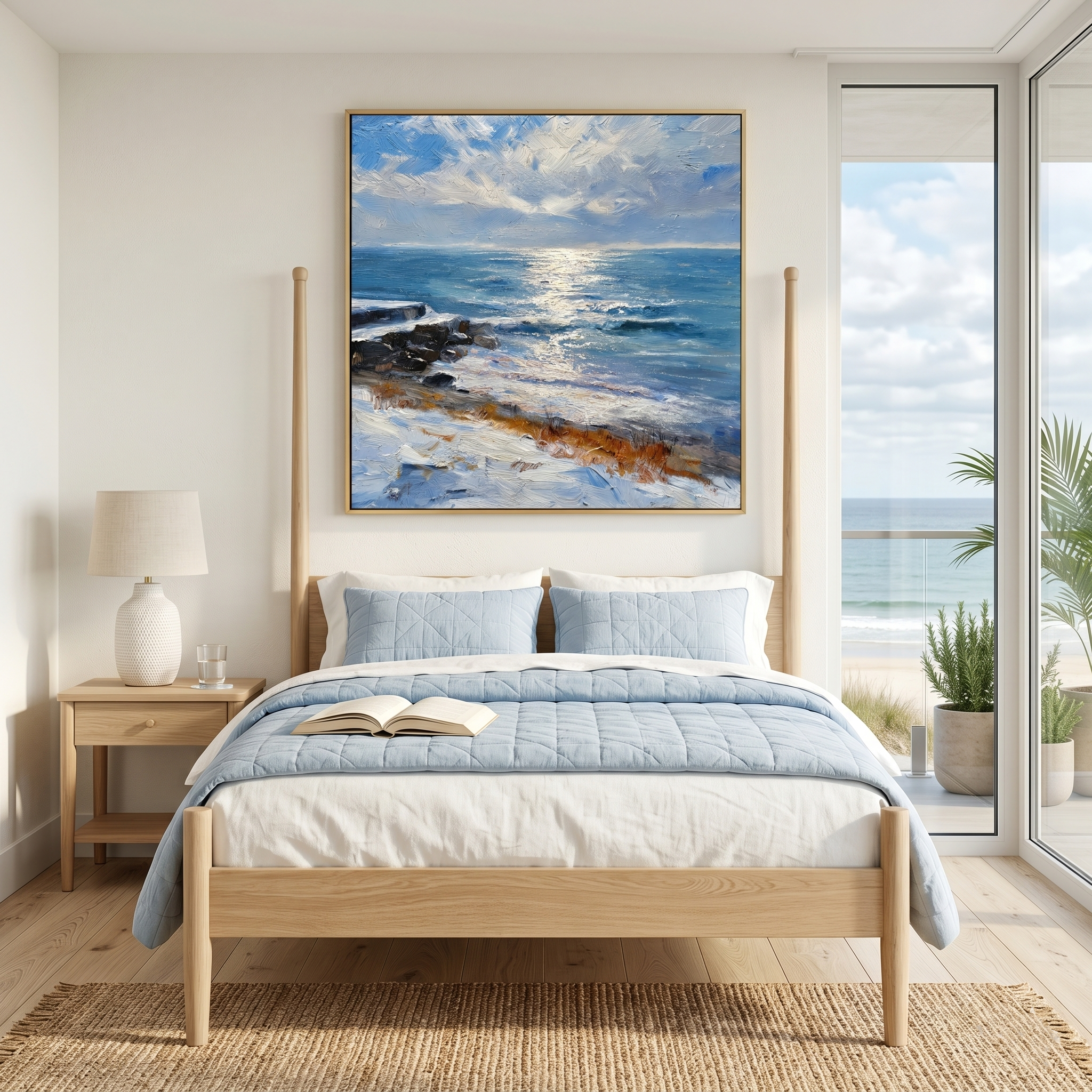 "Glistening Horizon" – Modern 3D Heavy Impasto Coastal Seascape | Sophisticated Ocean Statement Art