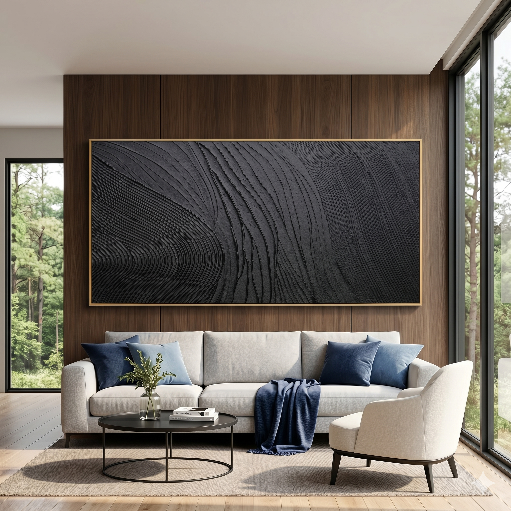 "Ancient Strata" – Gold Leaf & Textured Stucco Geometric Grid | Modern Statement Art