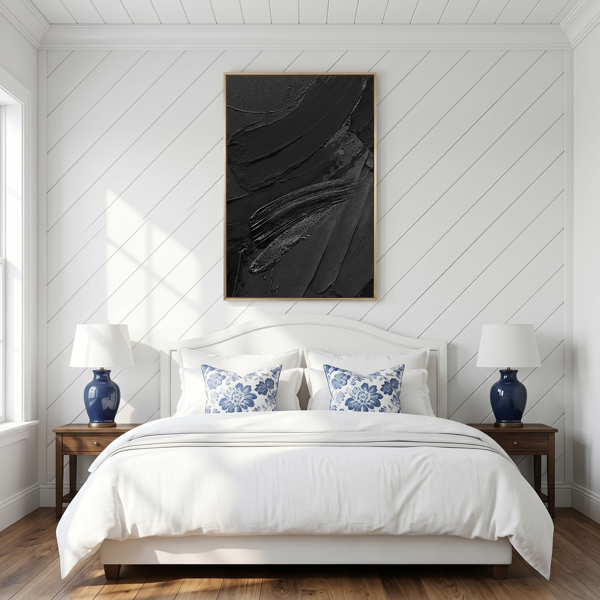 "Noir Rhythms" – 3D Heavy Impasto Black Abstract | Minimalist Sculptural Statement Art