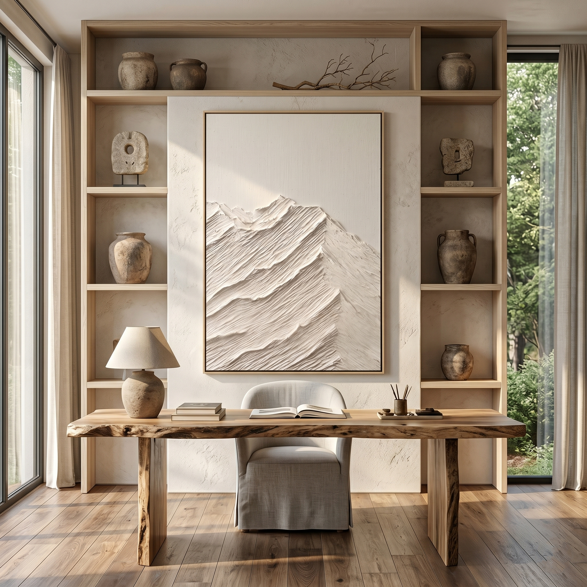"Summit Silence" – 3D Heavy Impasto Mountain Relief | Vertical Minimalist Statement Art
