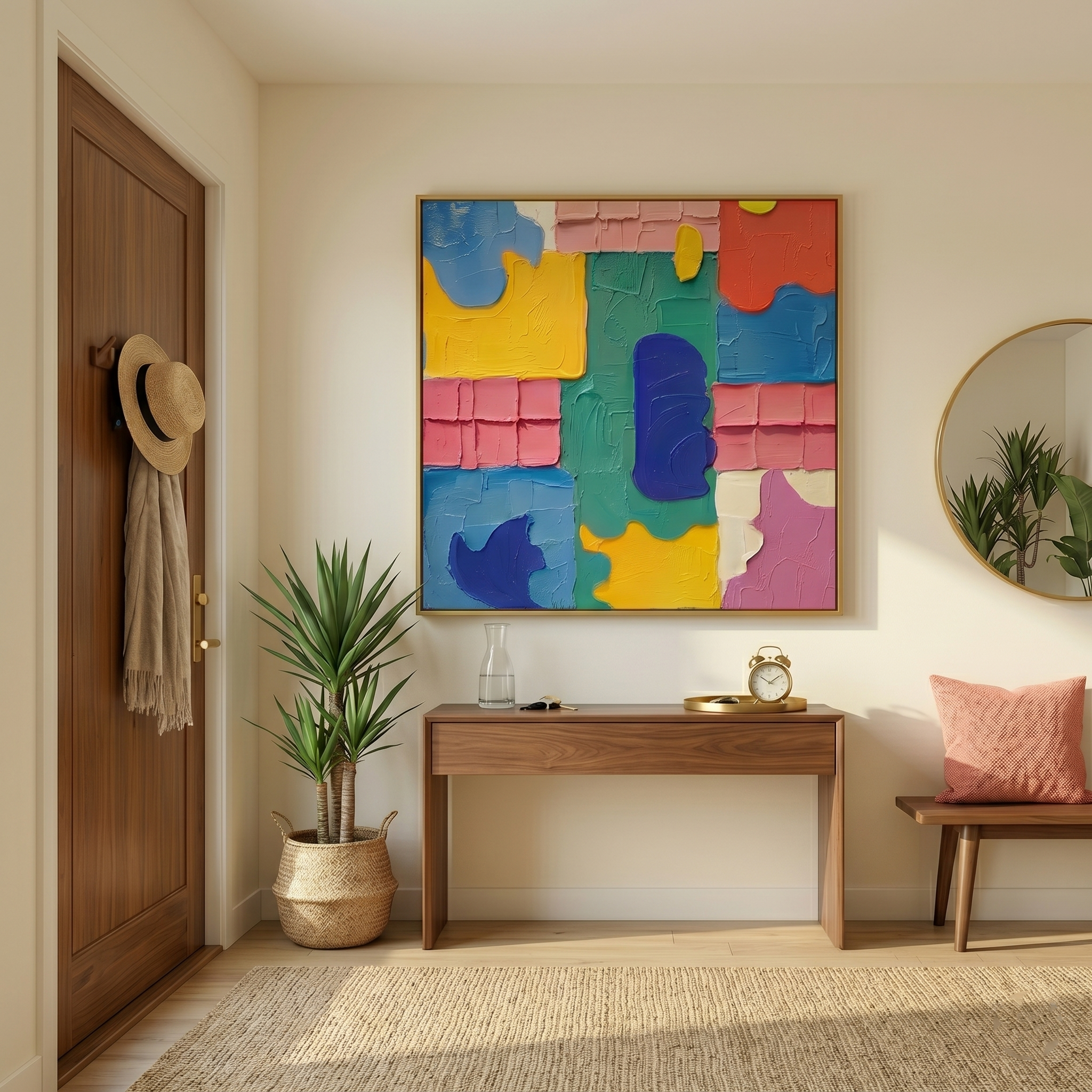 "Tactile Joy" – Geometric Pop Art Heavy Impasto Canvas Art | Contemporary Studio Wall Decor