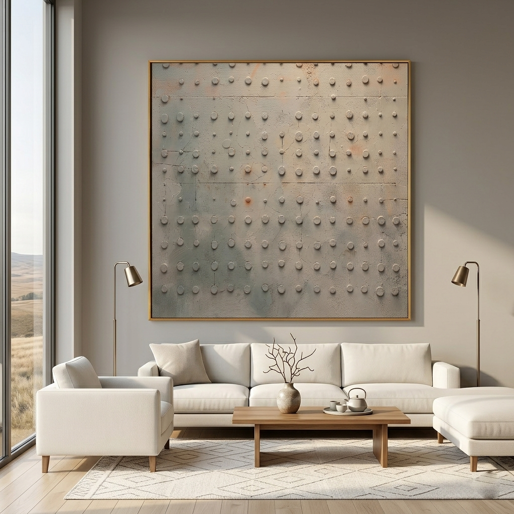 "Industrial Echo" – Minimalist 3D Relief Grid Art | Sophisticated Architectural Wall Decor