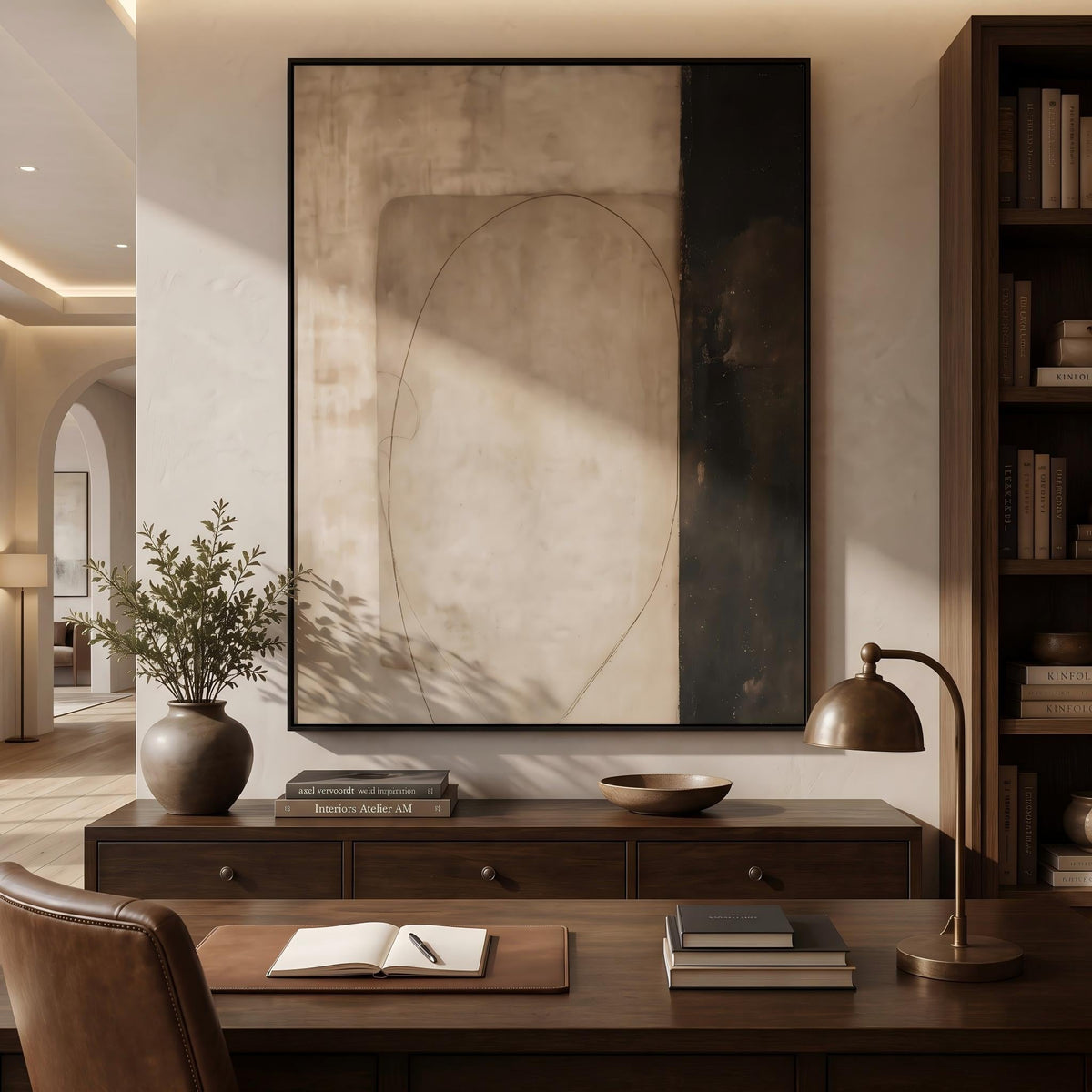 "Earth‑Tone Minimalist Abstract" - Modern Heavy Impasto Abstract Artwork | White Palette Knife Painting | Luxury Vertical Wall Art #YK 1562