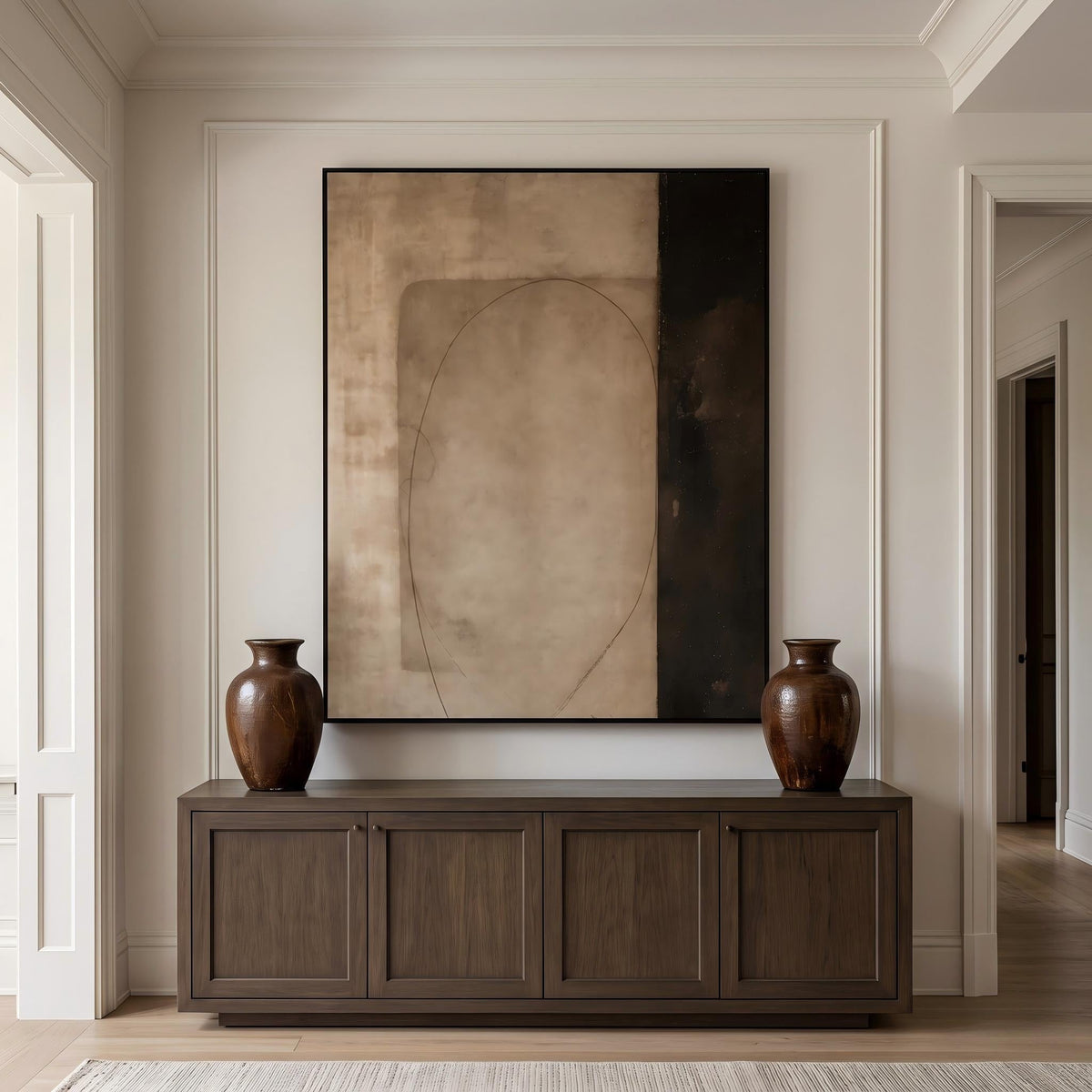 "Earth‑Tone Minimalist Abstract" - Modern Heavy Impasto Abstract Artwork | White Palette Knife Painting | Luxury Vertical Wall Art #YK 1562