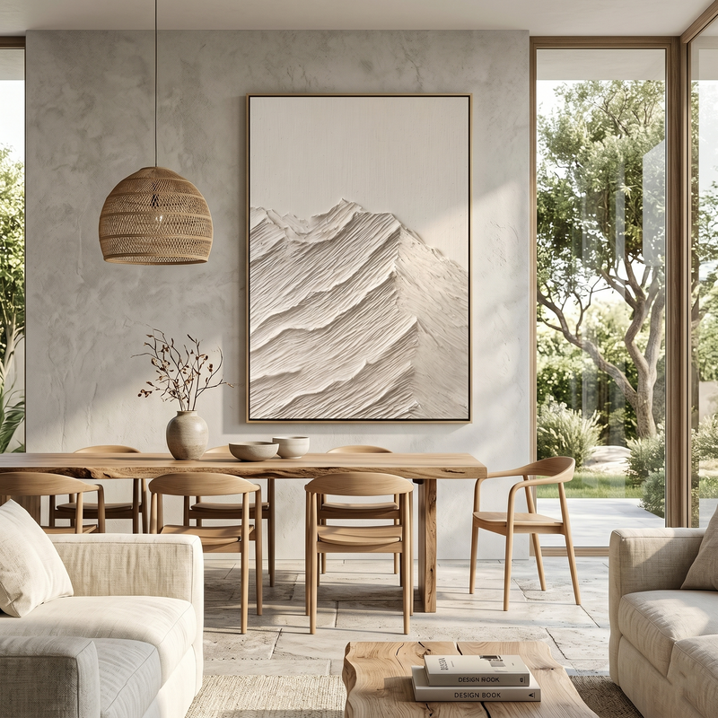 "Summit Silence" – 3D Heavy Impasto Mountain Relief | Vertical Minimalist Statement Art