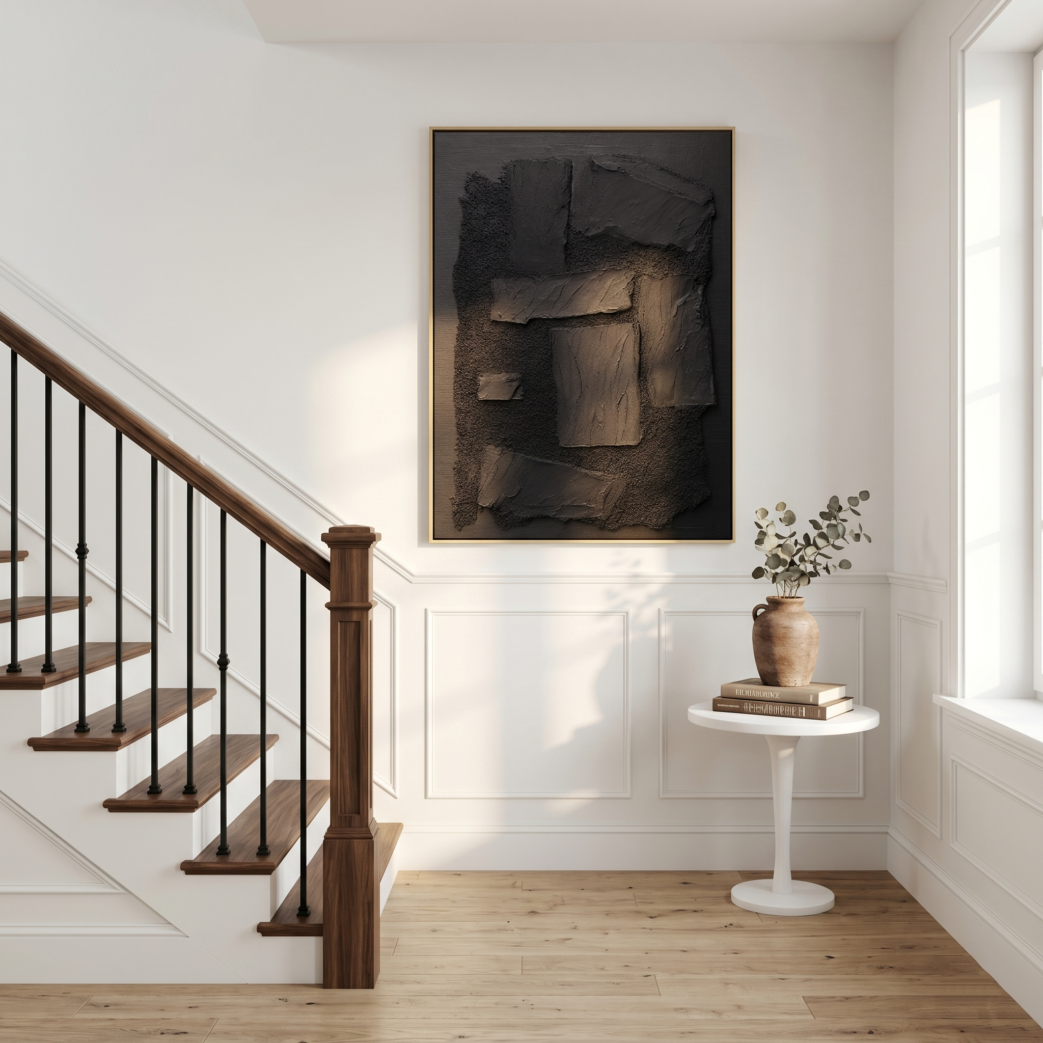 "Ethereal Arcs" – Sculptural 3D Minimalist Linear Relief | Vertical Japandi Wall Art