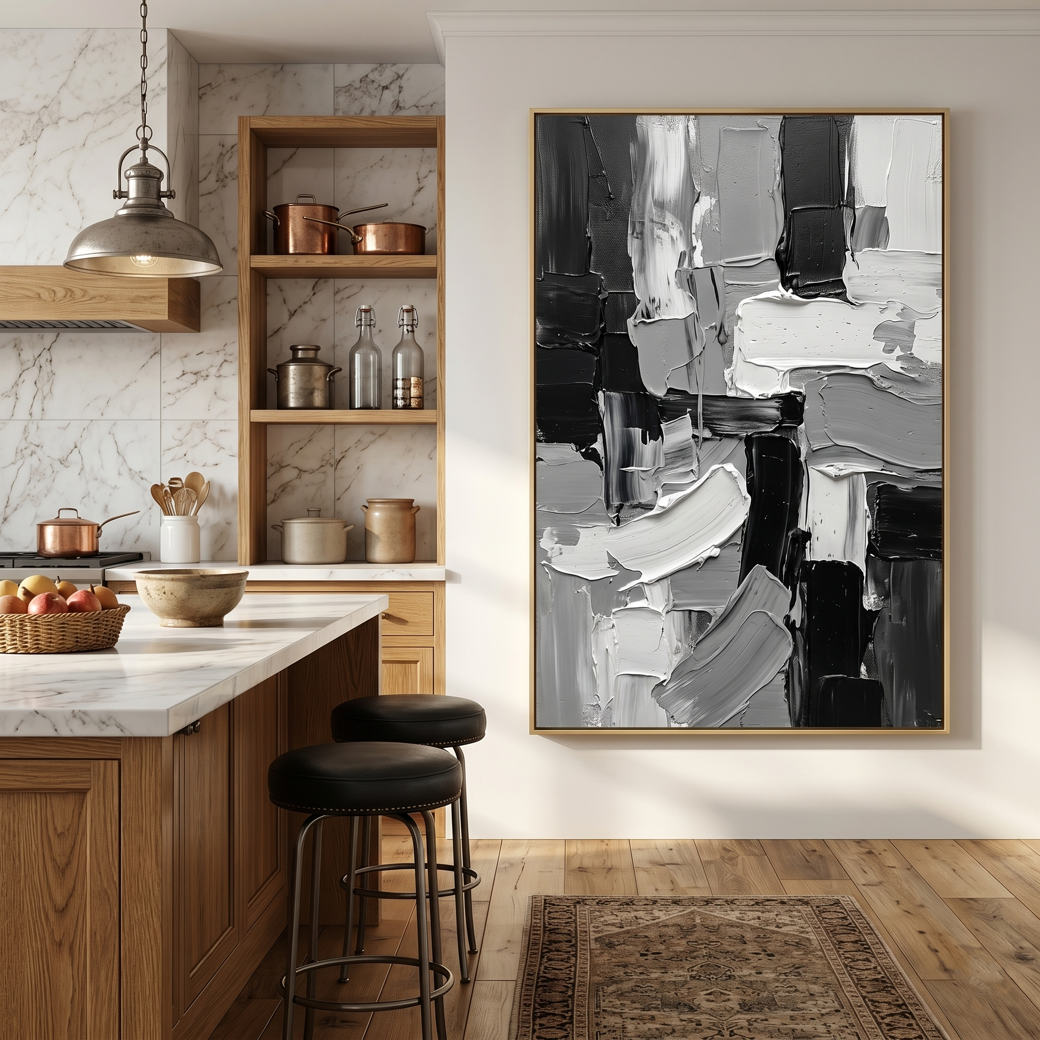 "Urban Tectonic" – 3D Heavy Impasto Monochrome Abstract | Industrial Sculptural Statement Art