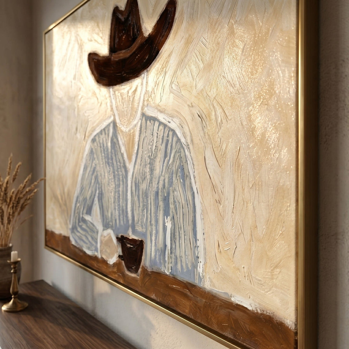 "Morning Solitude" - Modern Heavy Impasto Abstract Artwork | Beige Palette Knife Painting | Luxury Horizontal Wall Art #YK 1601