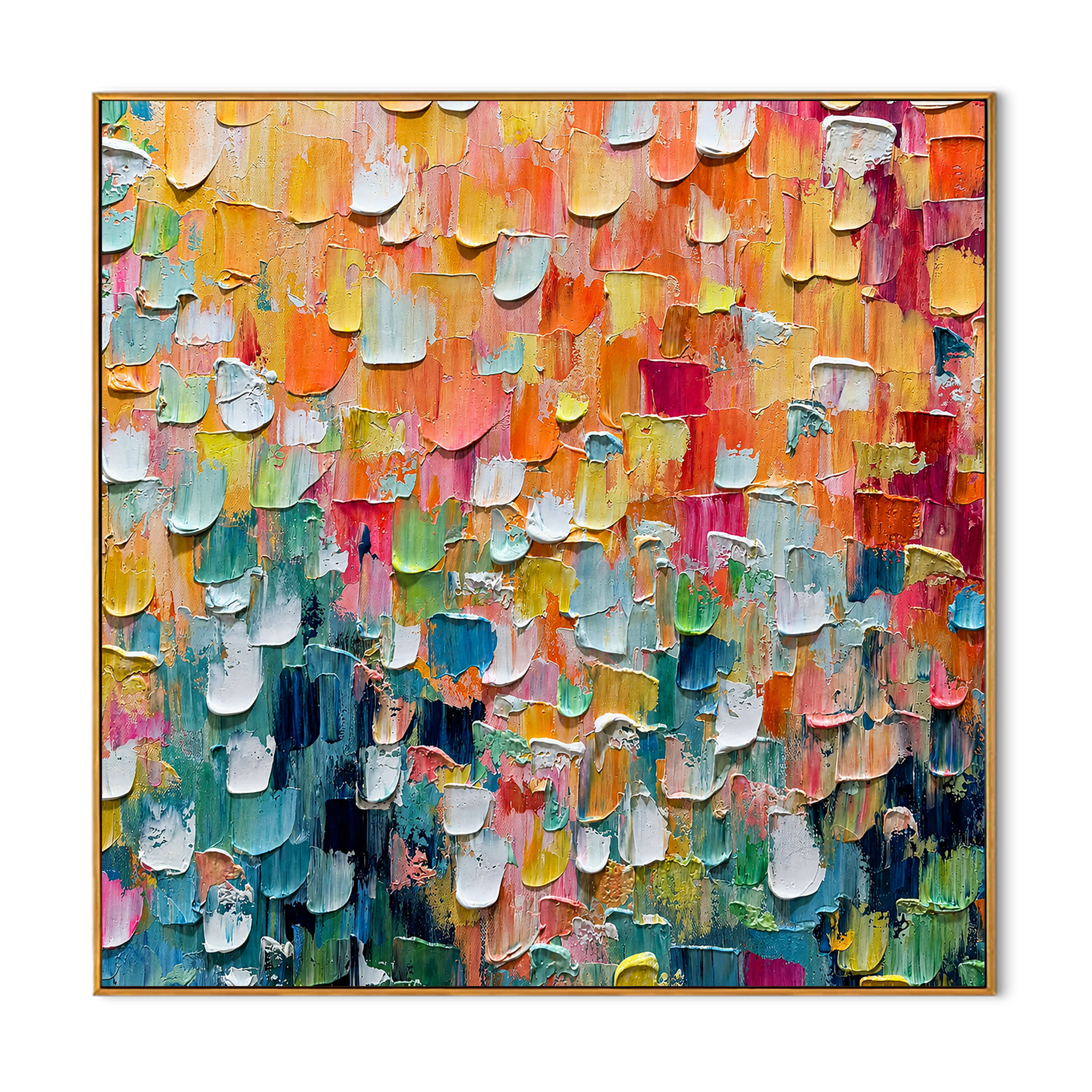 "Chromatic Burst" - 3D Heavy Impasto Colorful Mosaic | Rainbow Multicolor Statement Art