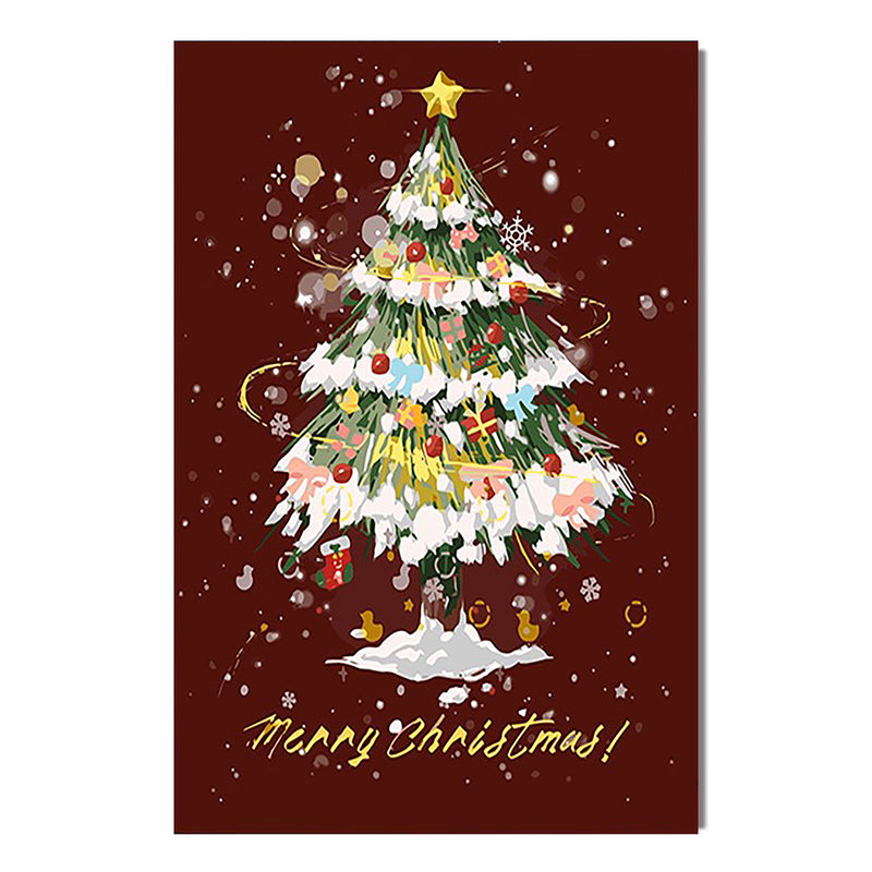 "Scarlet Yuletide" - Hand-Painted Impasto Christmas Tree | Festive Red Holiday Statement Art