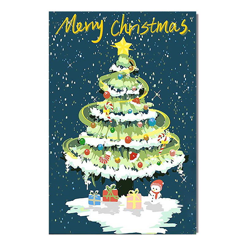 "Midnight Yuletide" - Hand-Painted Christmas Tree | Blue Starlit Holiday Statement Art