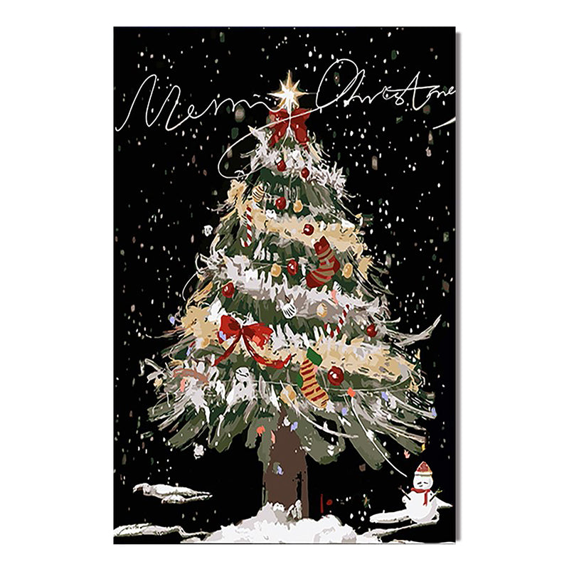 "Starlit Christmas" - Hand-Painted Night Christmas Tree | Festive Impasto Dark Holiday Statement Art