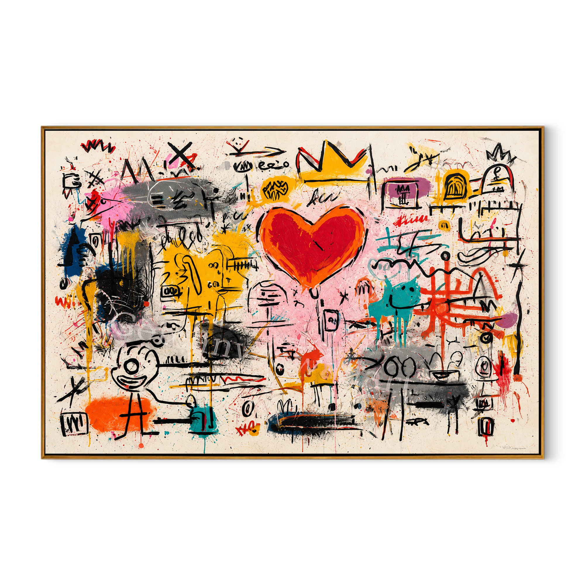 "Signal Heart" - Colorful Graffiti Abstract Painting | Red Heart & Street Art Statement Wall Art