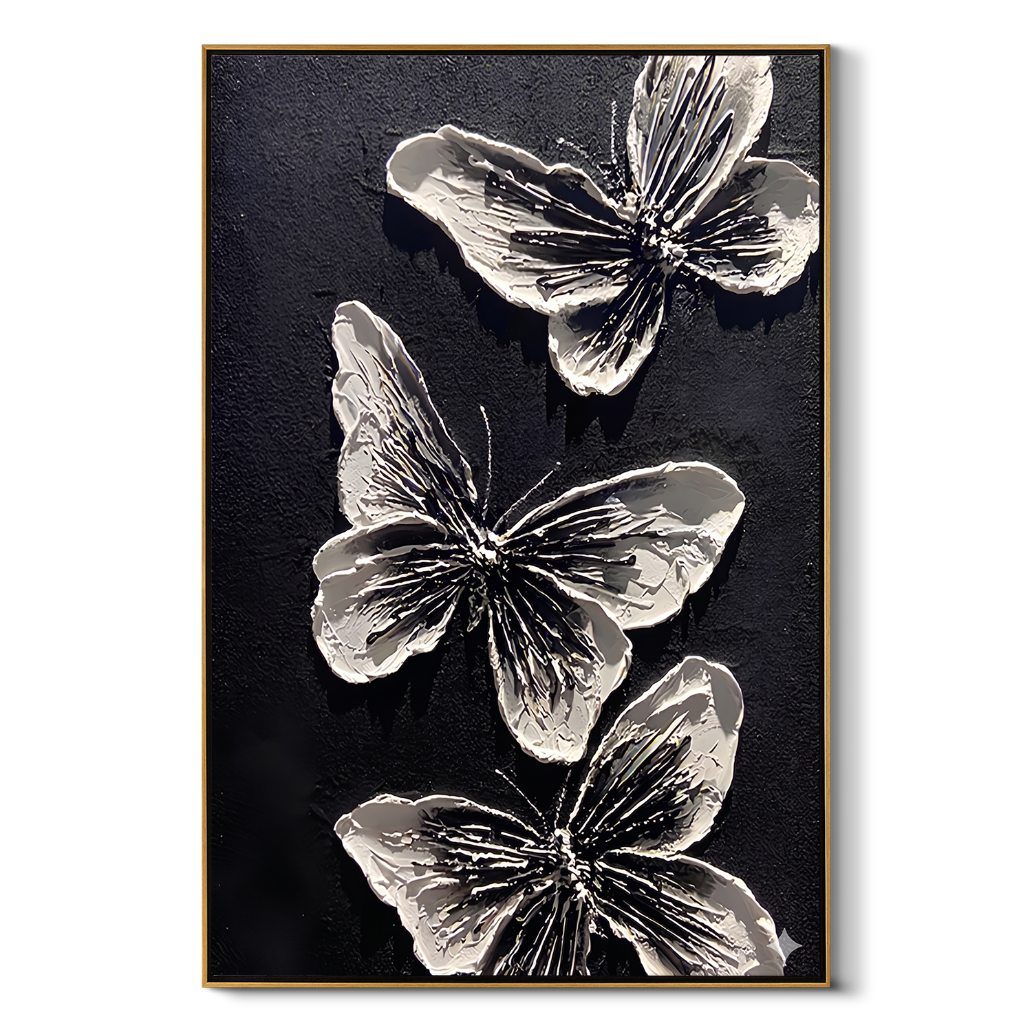 "Nocturnal Metamorphosis" – Modern 3D Heavy Impasto Butterfly Relief | Bold Monochrome Statement Art